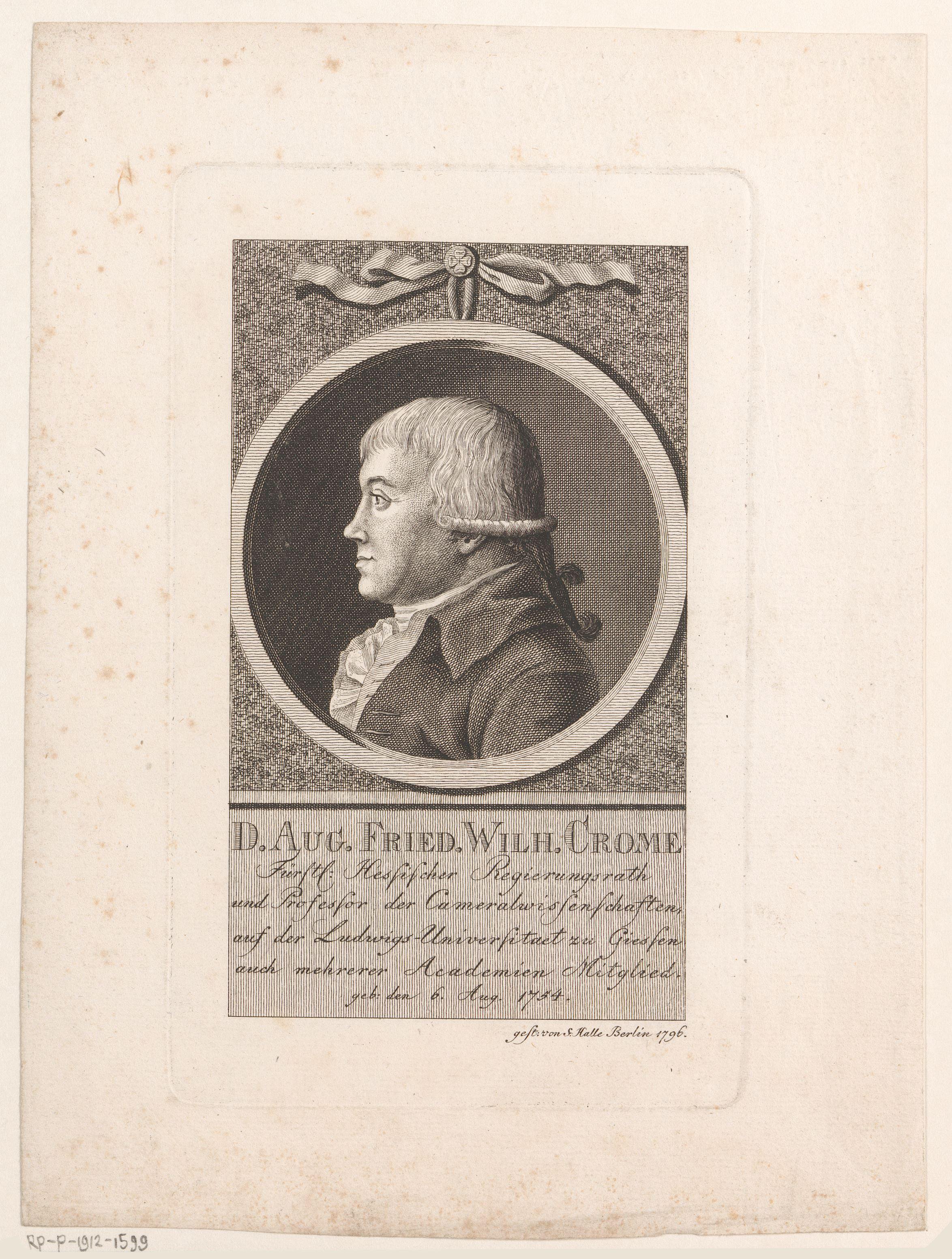 Portret van August Friedrich Wilhelm Crome
