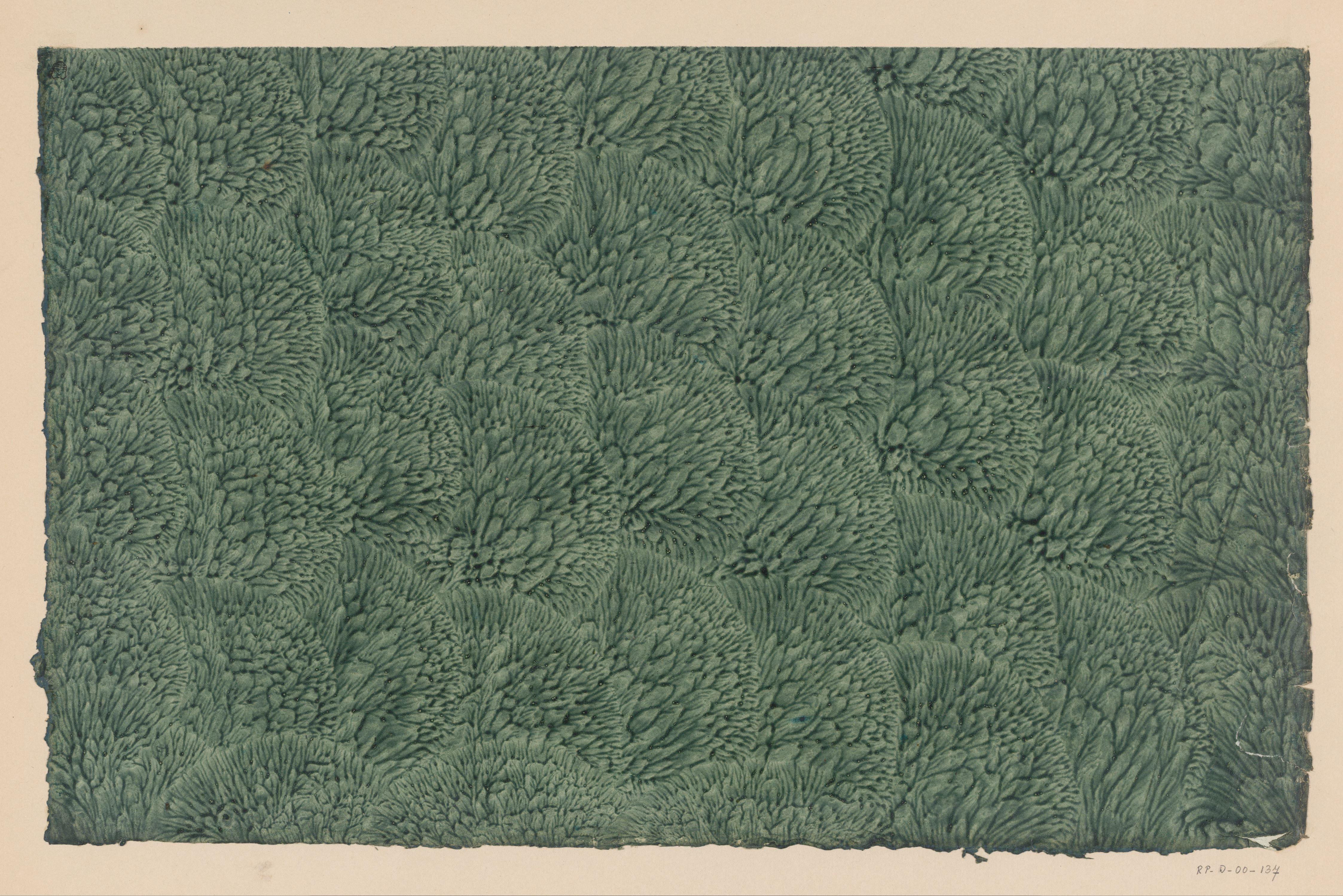 Stijfselverfpapier in groen met ingedrukt bloemmotief