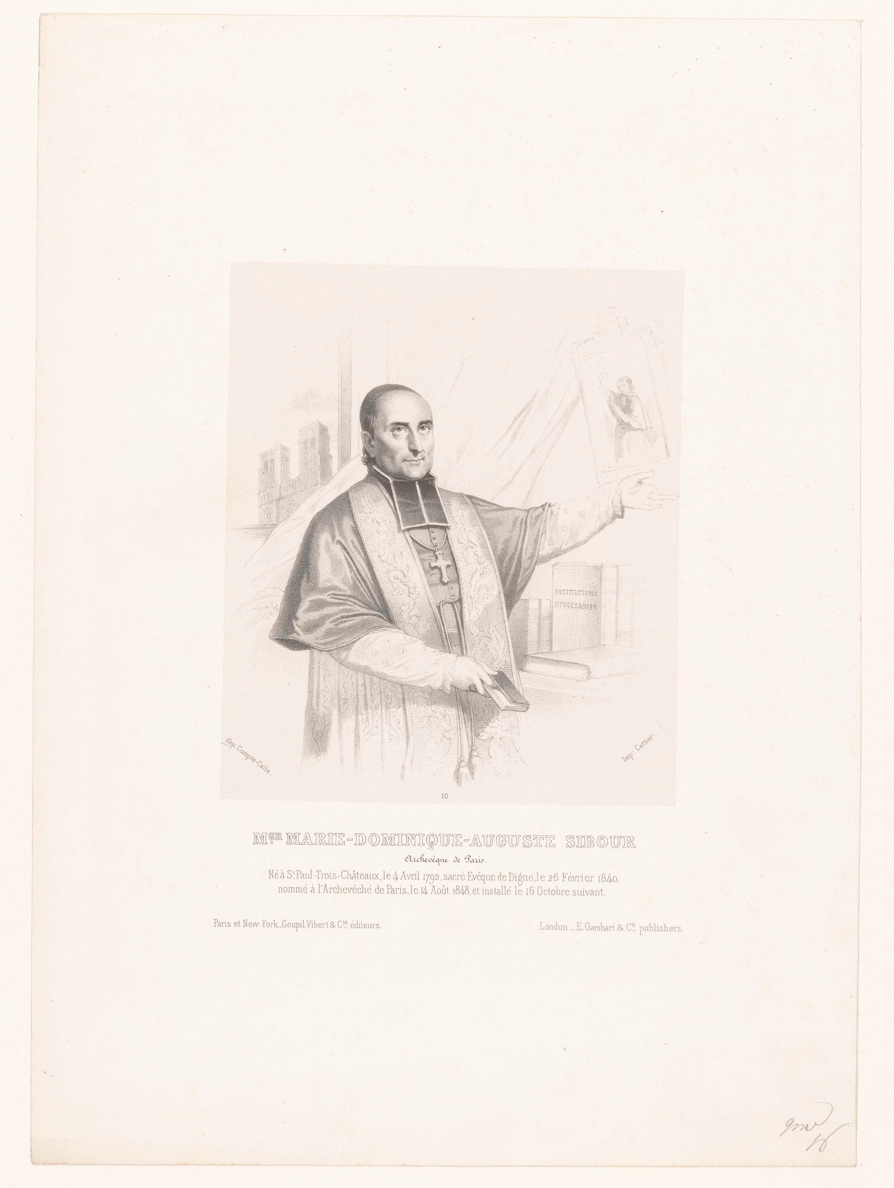 Portret van Marie-Dominique-Auguste Sibour, aartsbisschop van Parijs