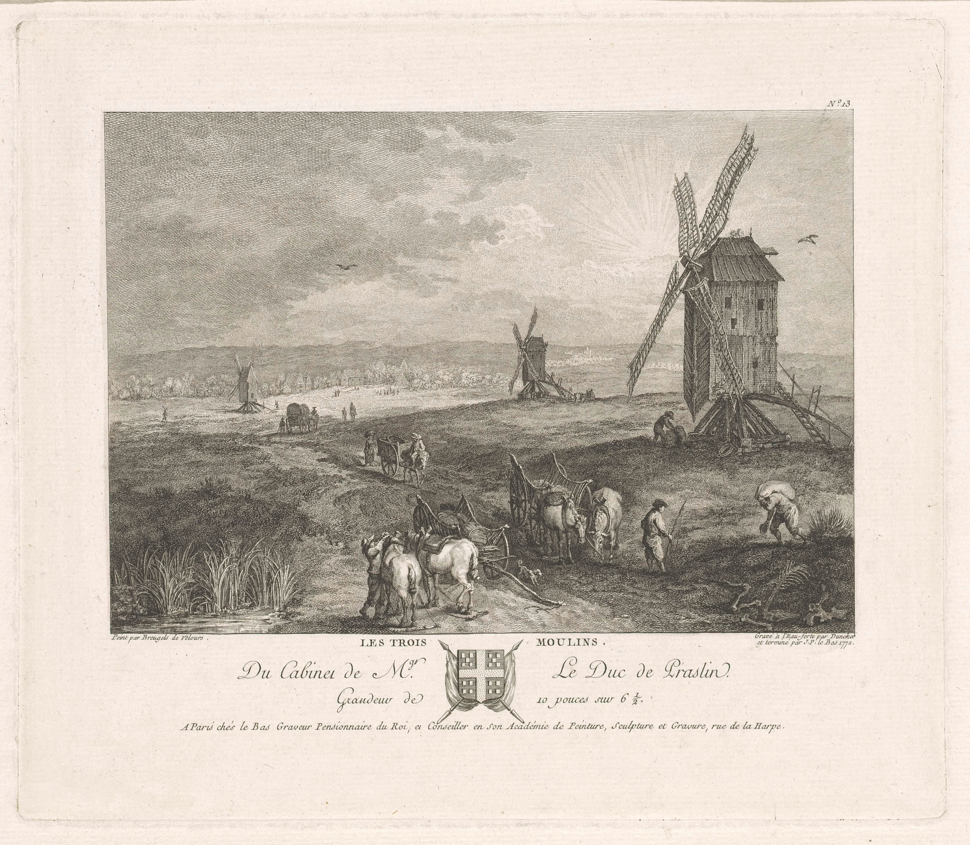 Landschap met drie molens