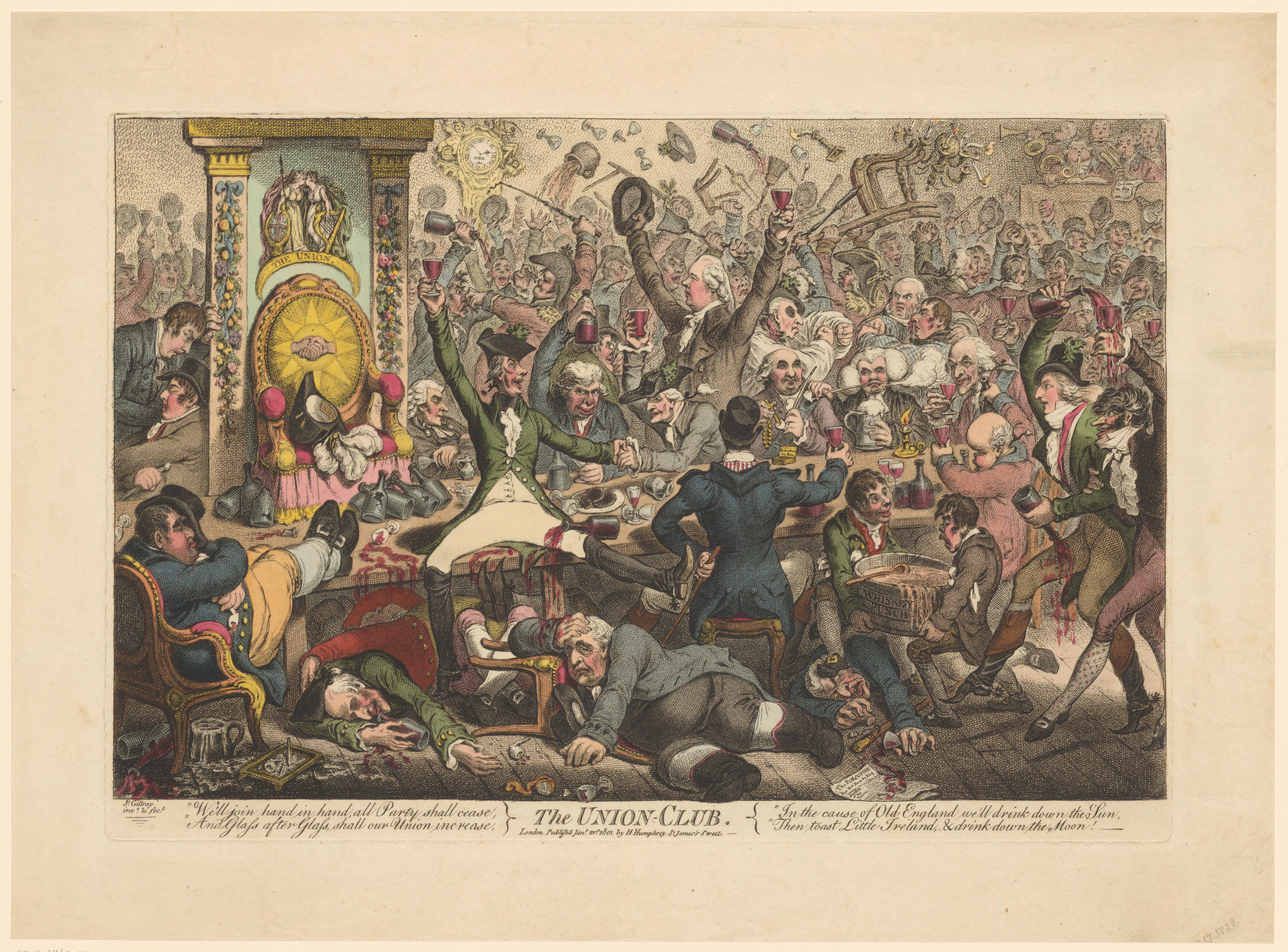 Drankgelag van Britten en Ieren die de Act of Union vieren