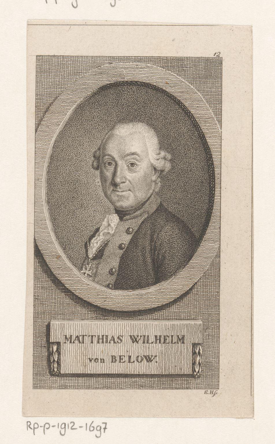 Portret van Matthias Wilhelm von Below
