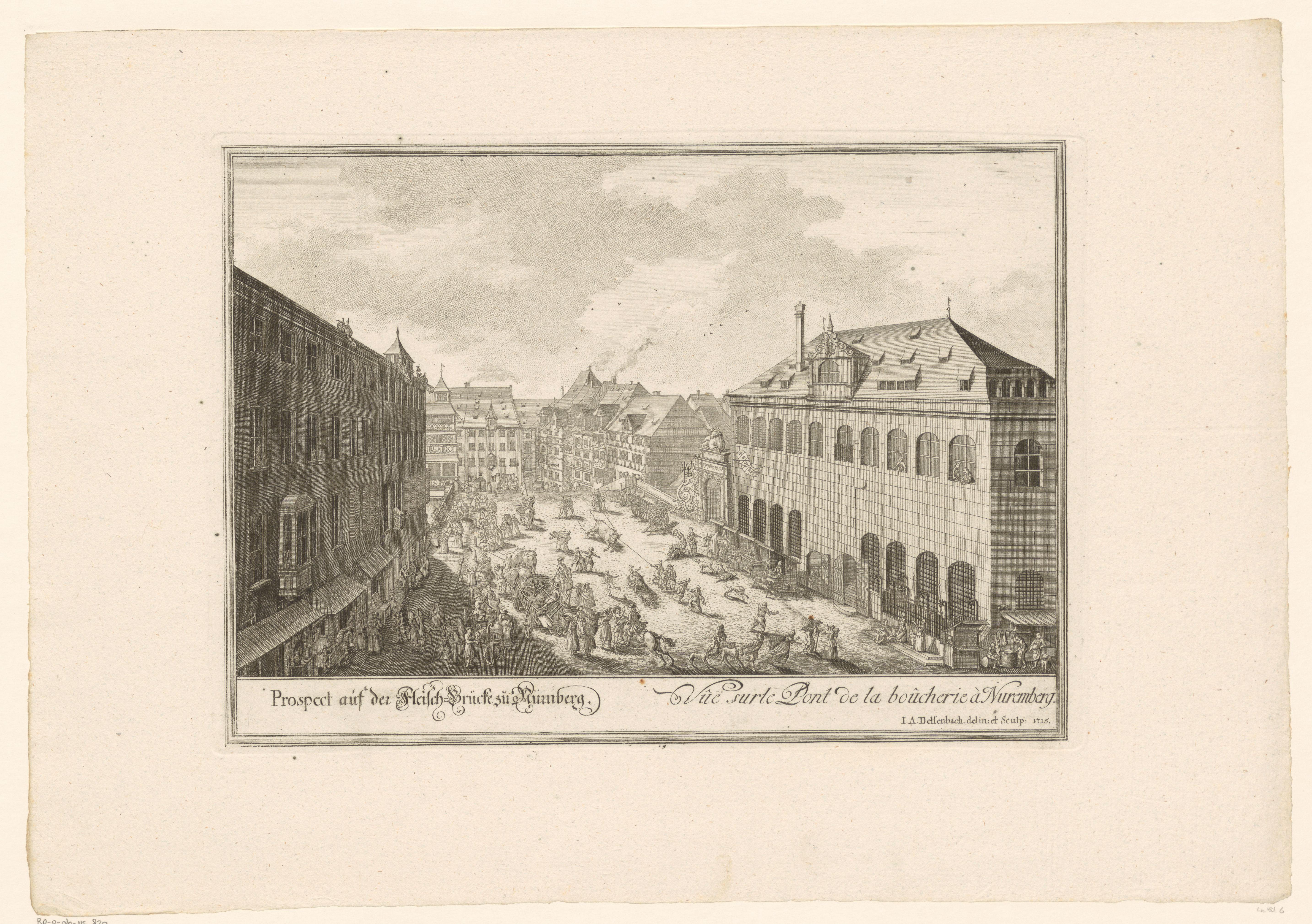 Gezicht op de Vleesbrug in Neurenberg