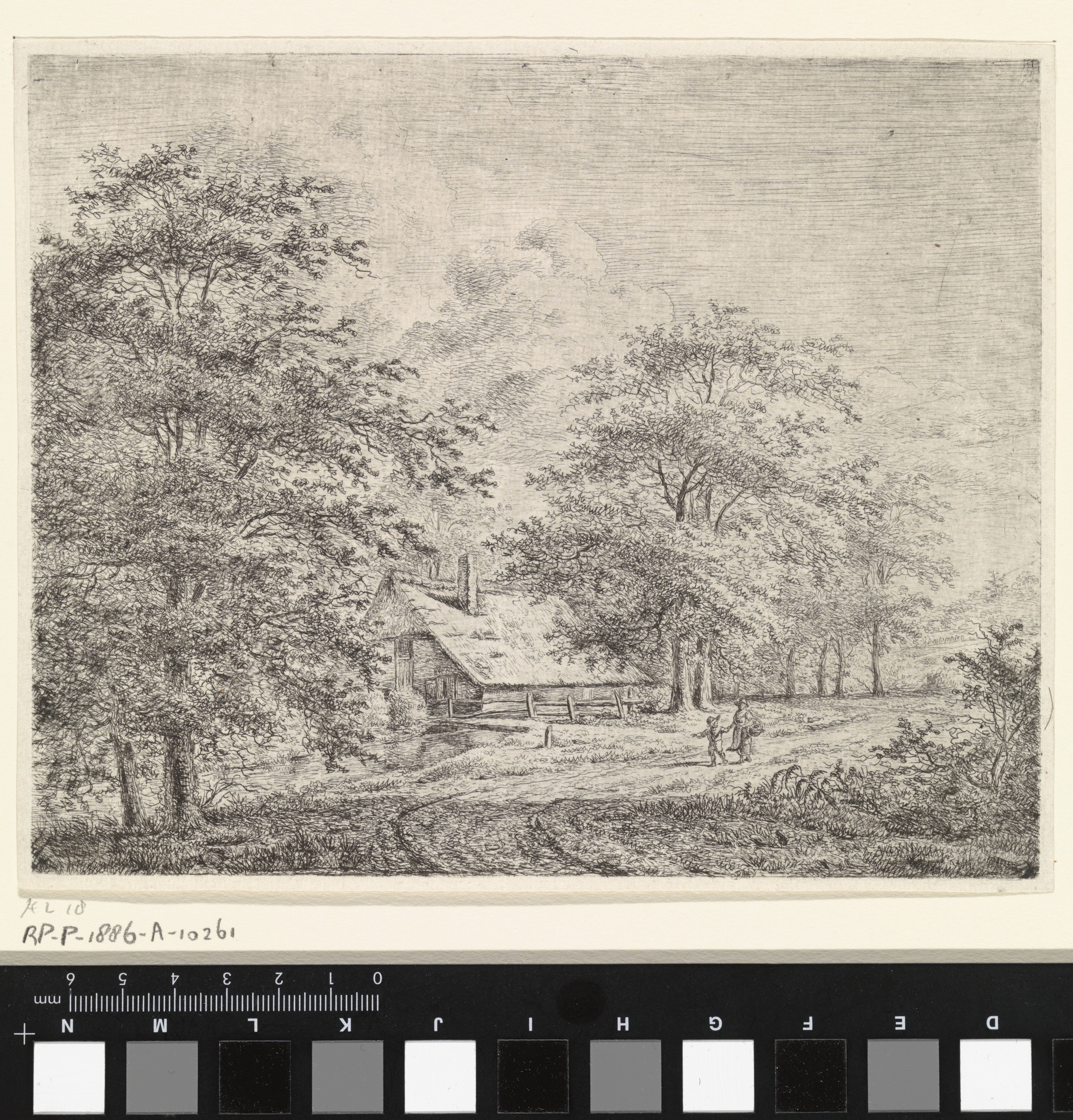 Bosrijk landschap met vrouw en kind