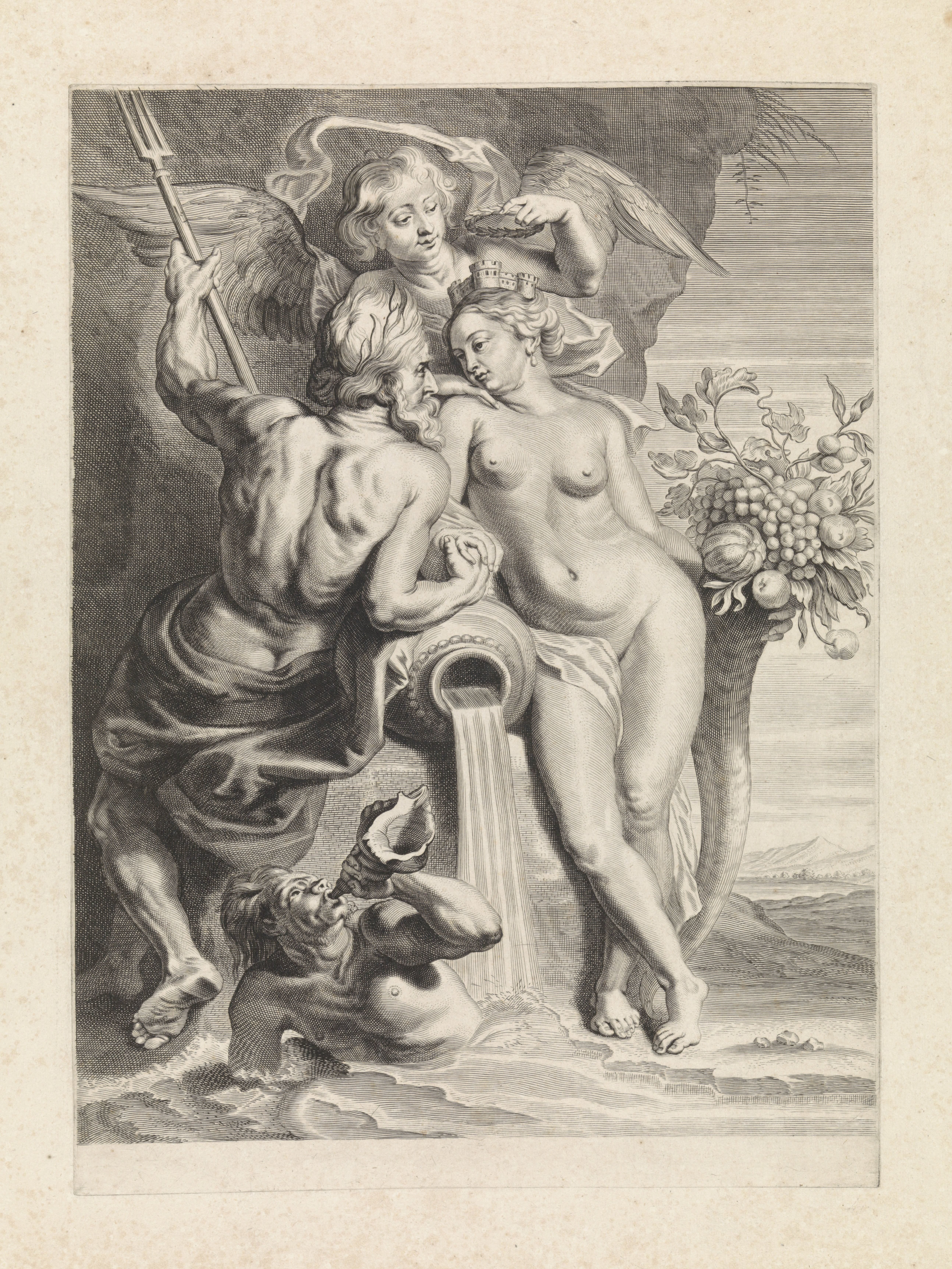 Allegorische voorstelling met Neptunus en Cybele
