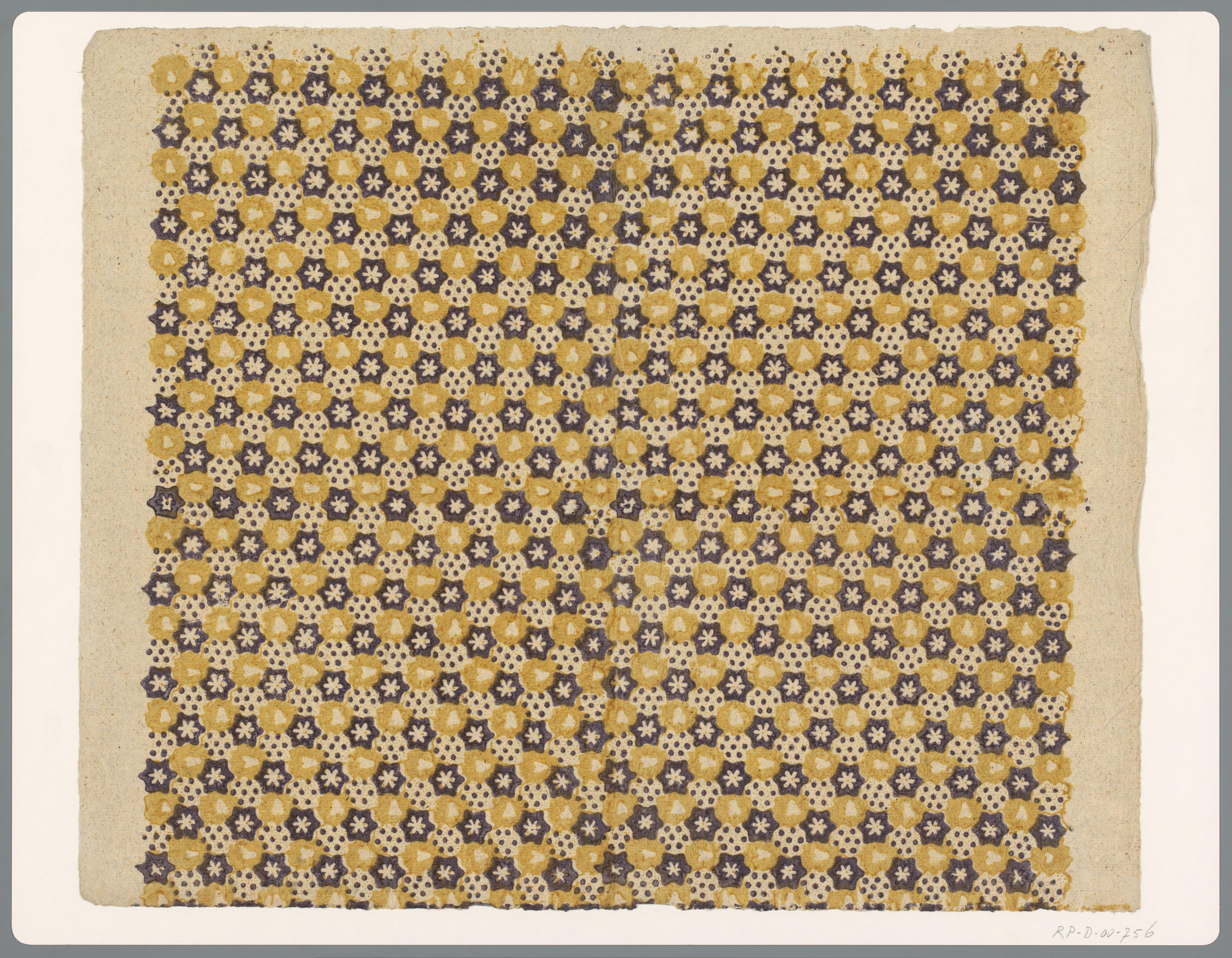 Blad met alternerend strooipatroon van bloemen en stippen