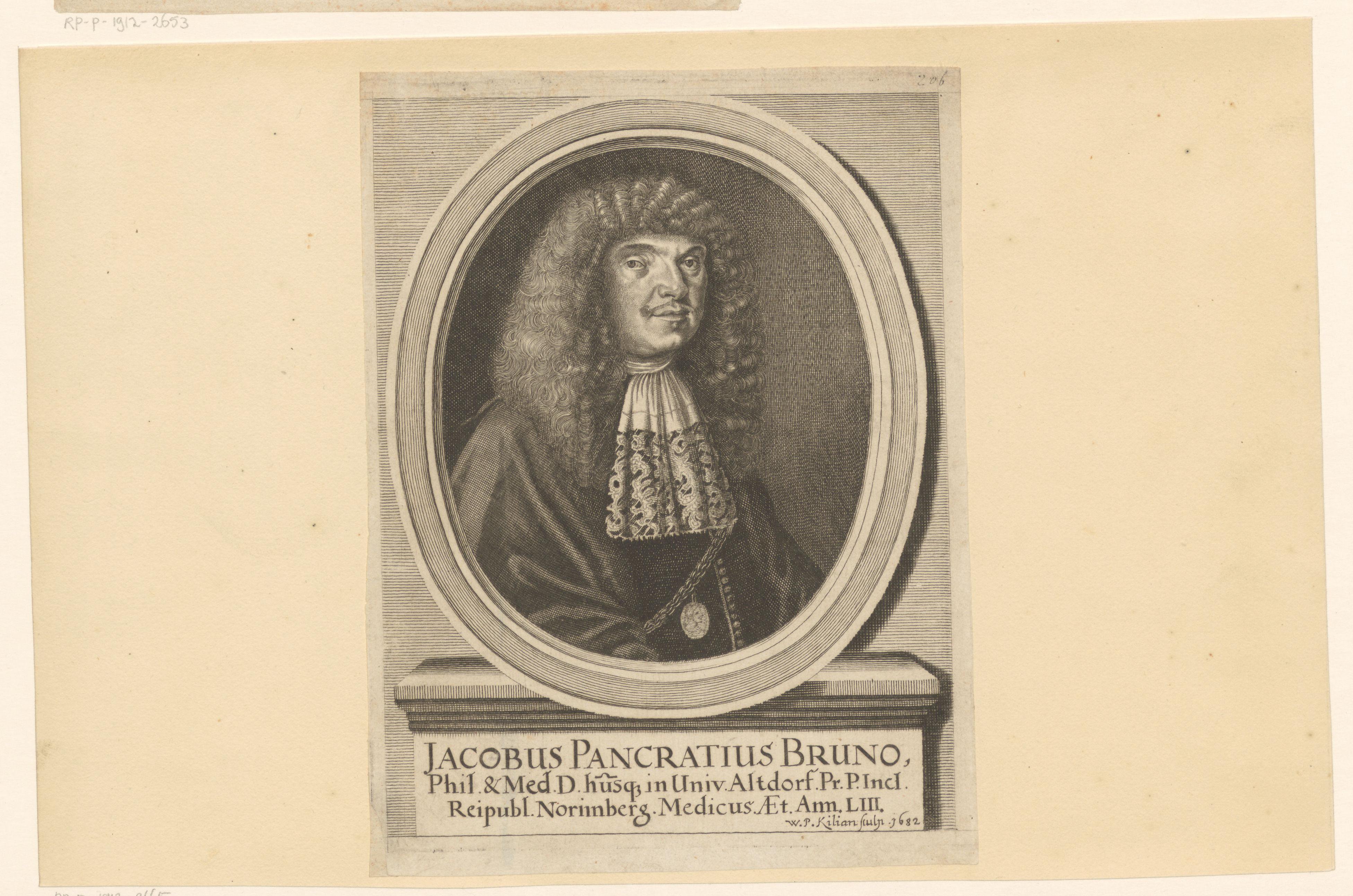 Portret van Jacob Pancratius Bruno op 53-jarige leeftijd