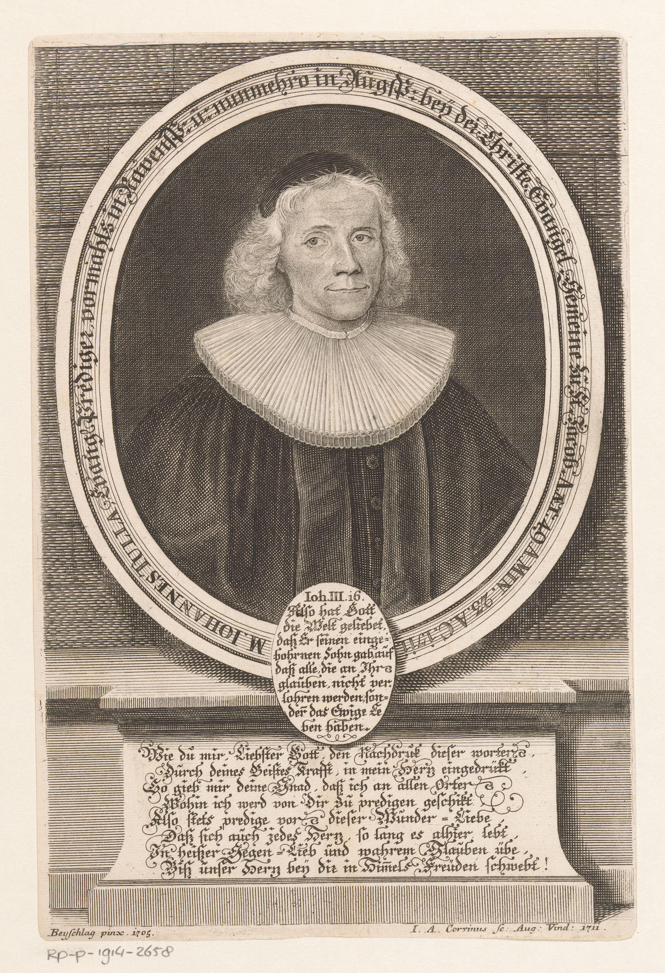 Portret van Johannes Tulla op 49-jarige leeftijd
