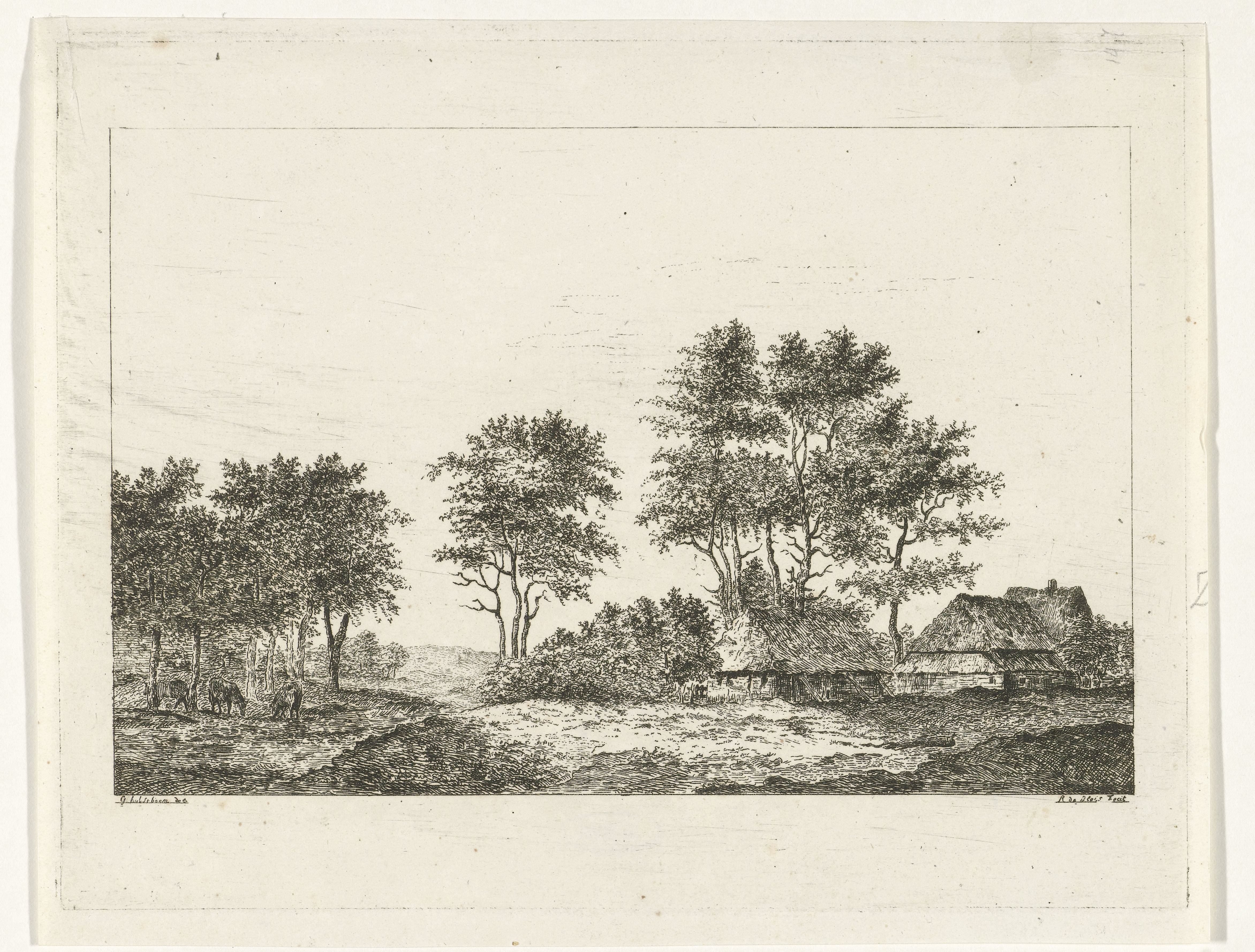 Boerderijen en hoge bomen