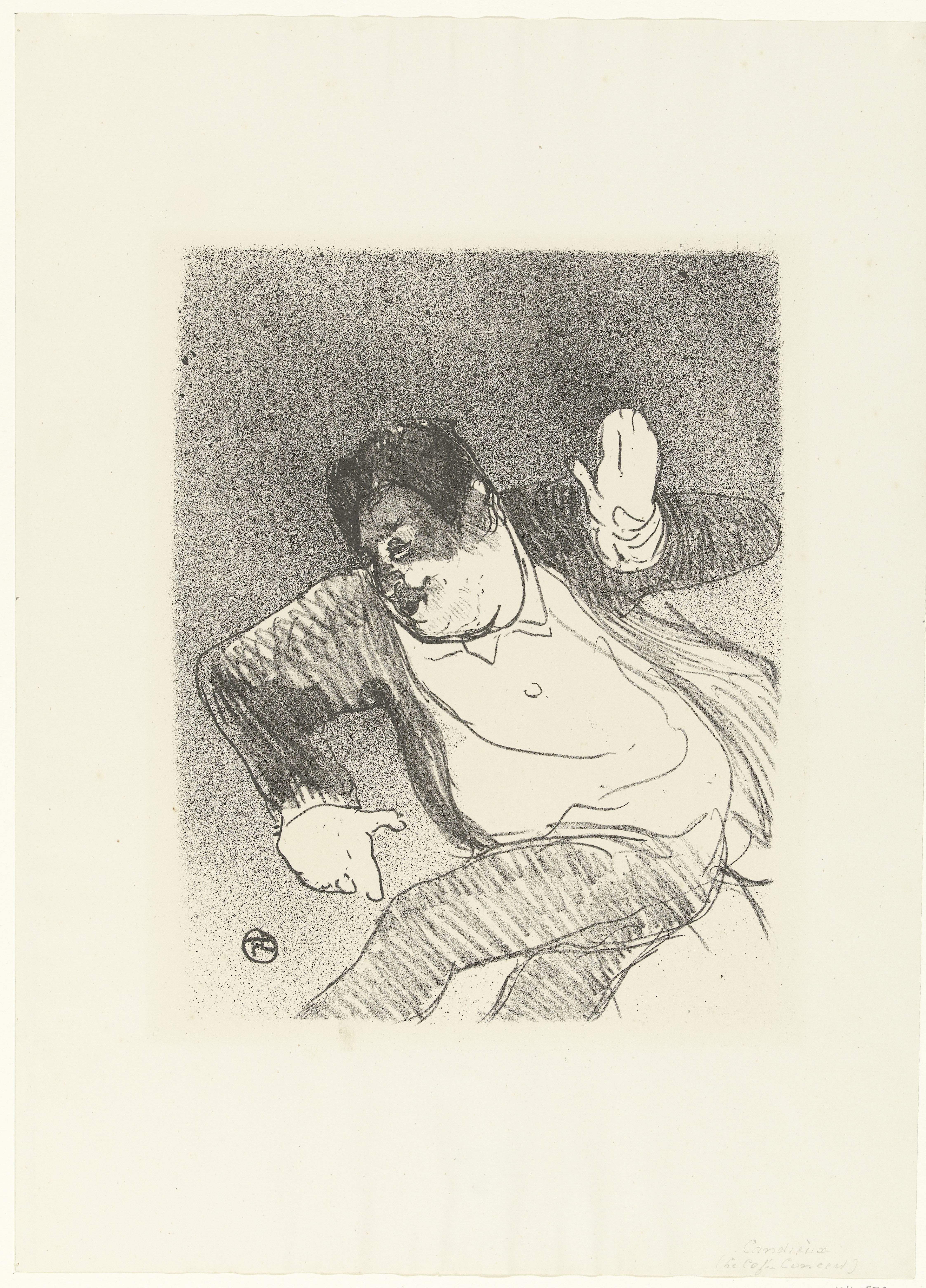 Portret van komiek Caudieux dansend in Petit Casino