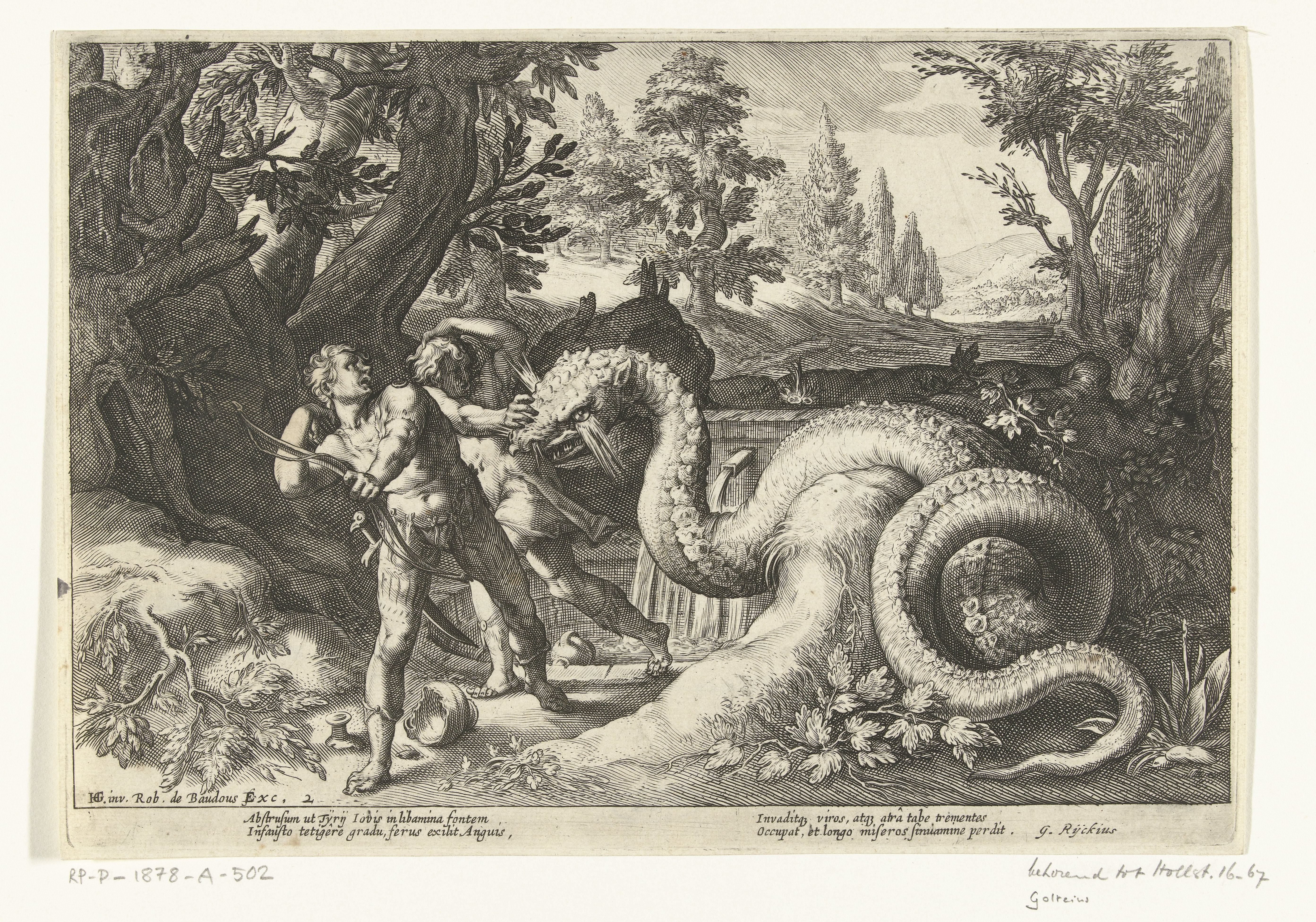 Metgezellen van Cadmus door een draak verslonden