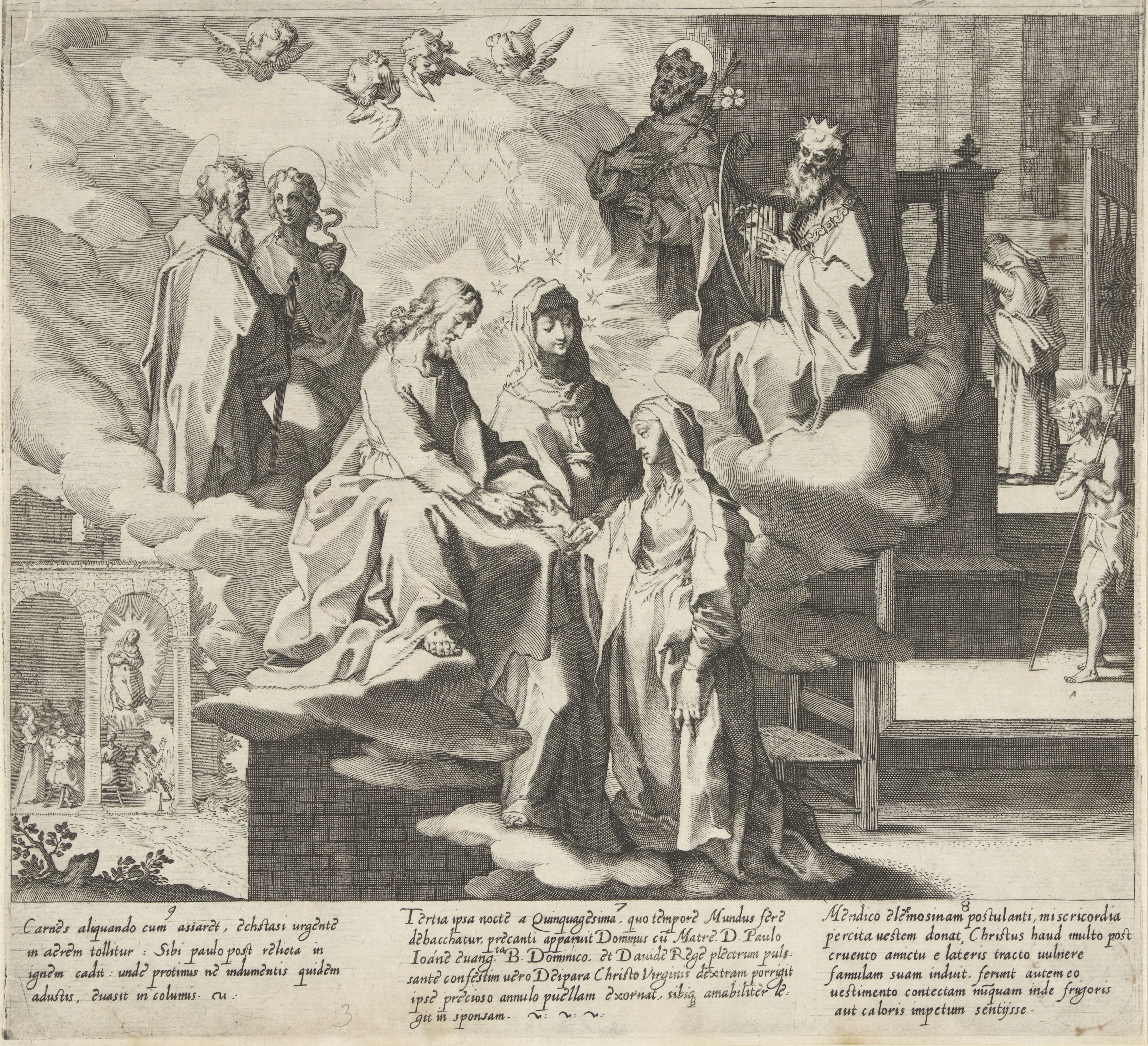 Catharina verschijnt / Huwelijk van Catharina / Catharina deelt haar mantel