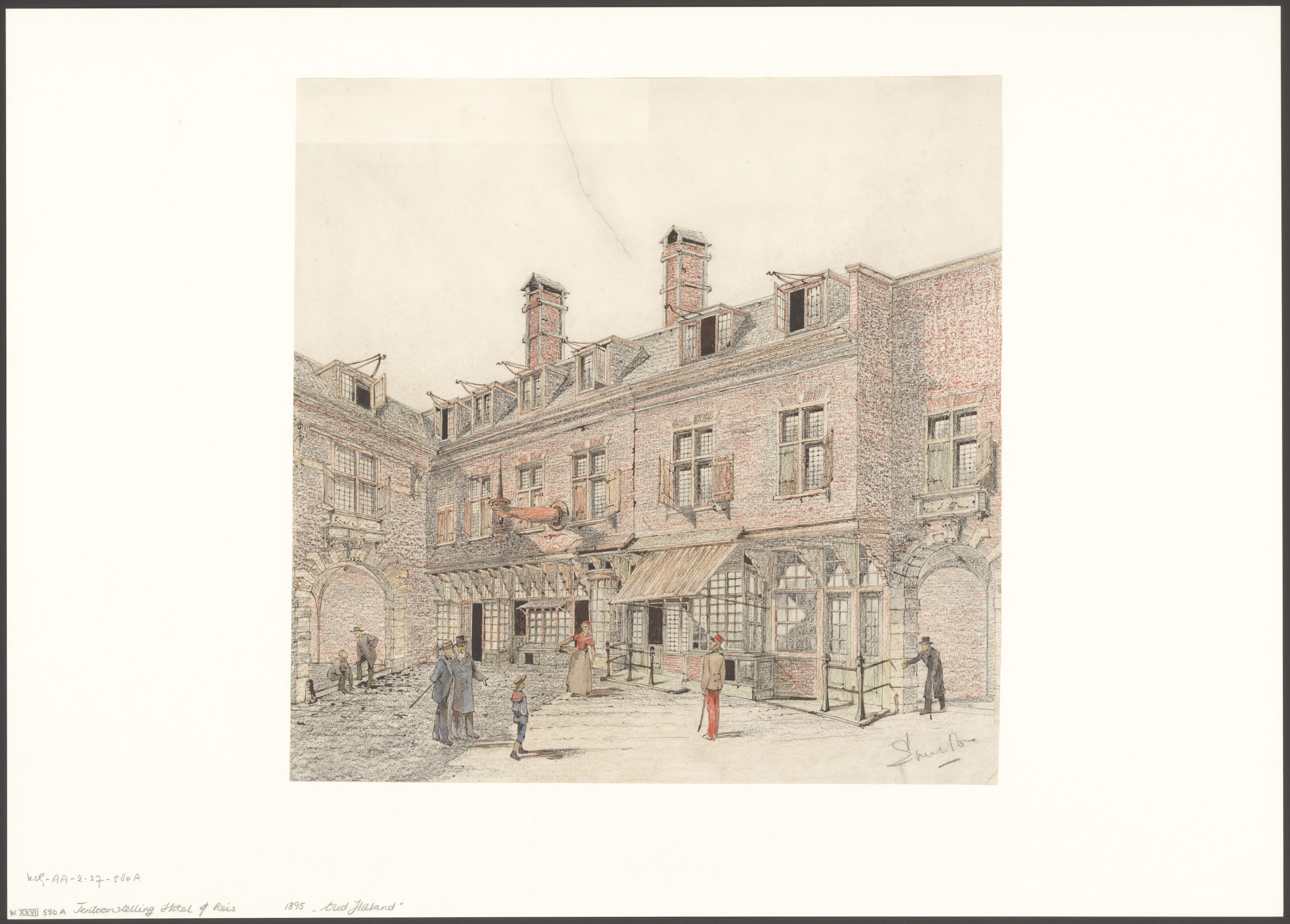 Ontwerp voor Oud Holland, onderdeel van de Wereldtentoonstelling voor het Hotel- en Reiswezen 1895