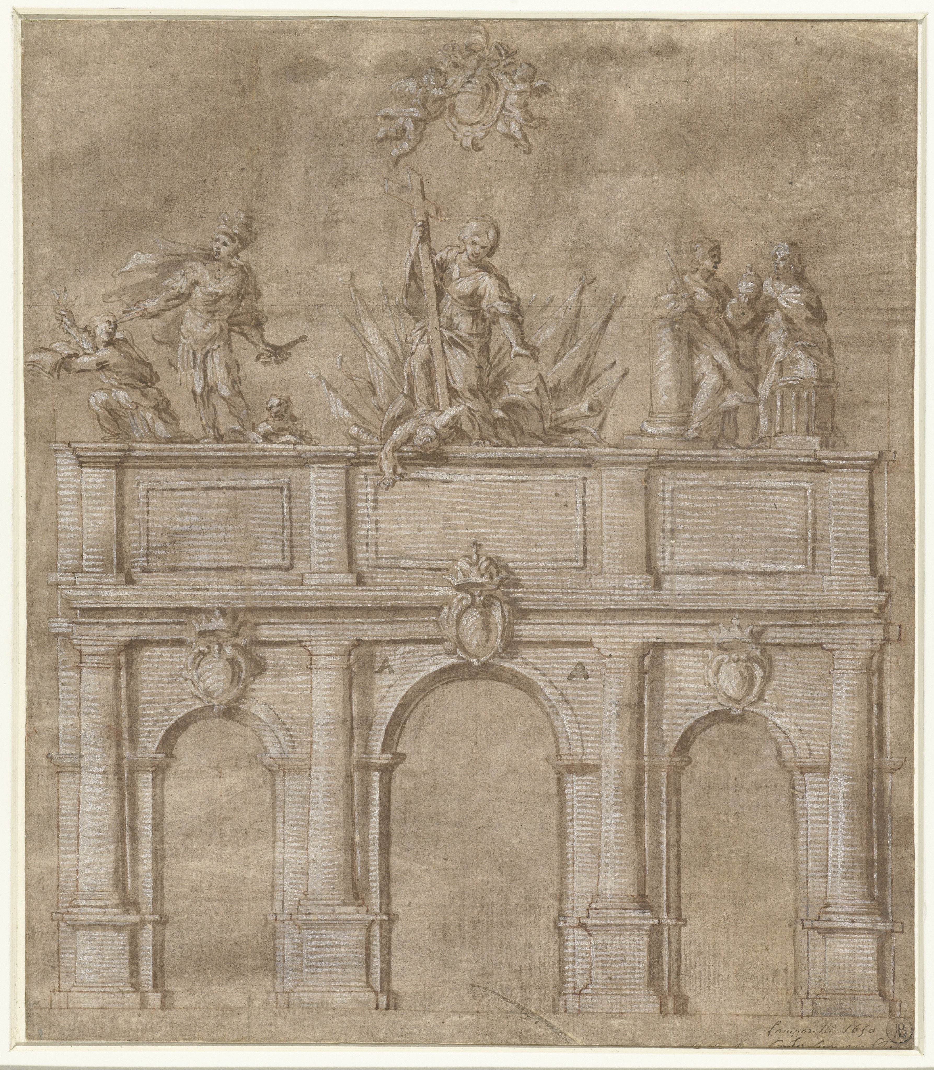 Ontwerp voor een ereboog ter gelegenheid van de inkomst van paus Innocentius XI te Perugia in 1686