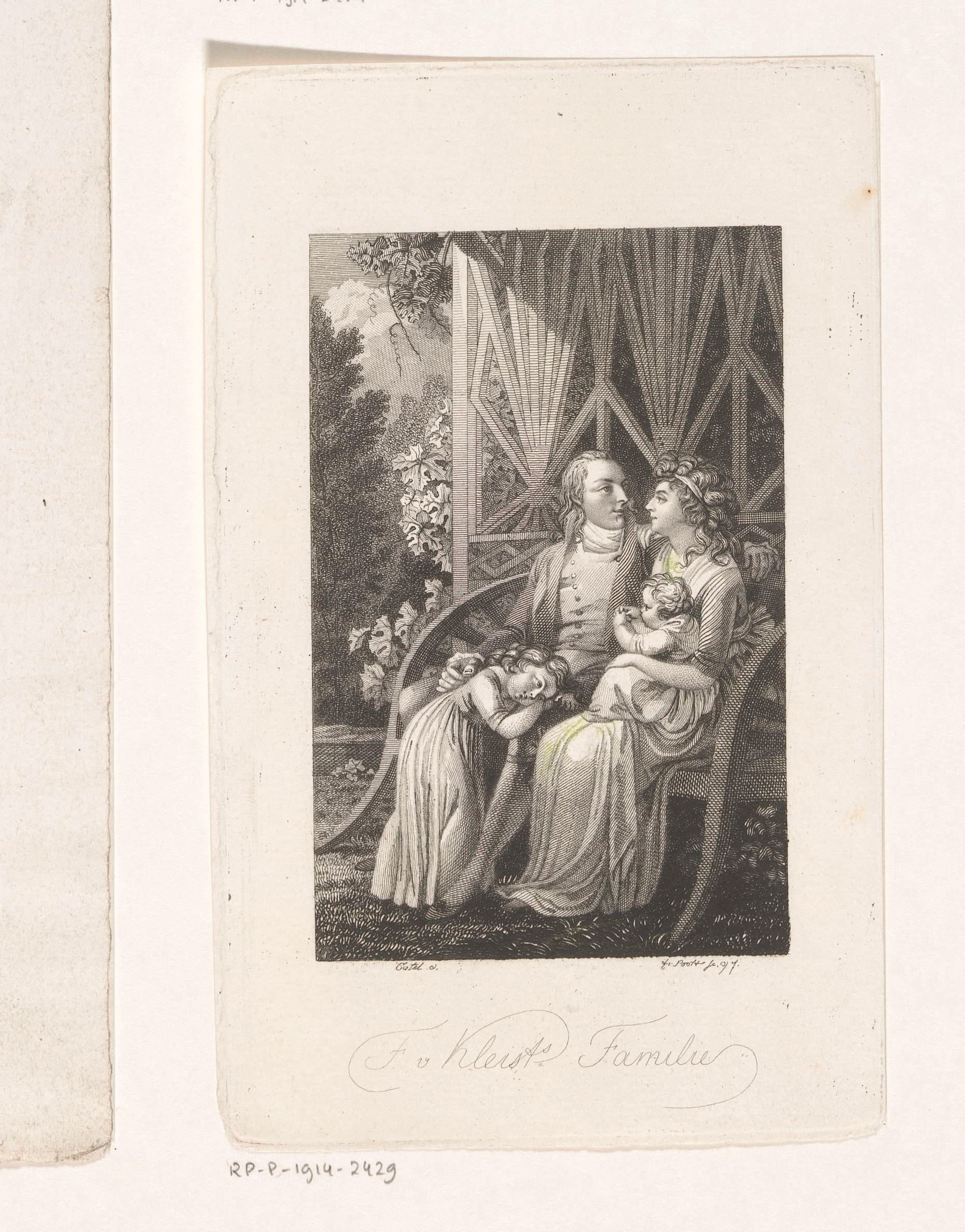 Familieportret van Franz Alexander von Kleist met zijn vrouw Albertine en twee kinderen