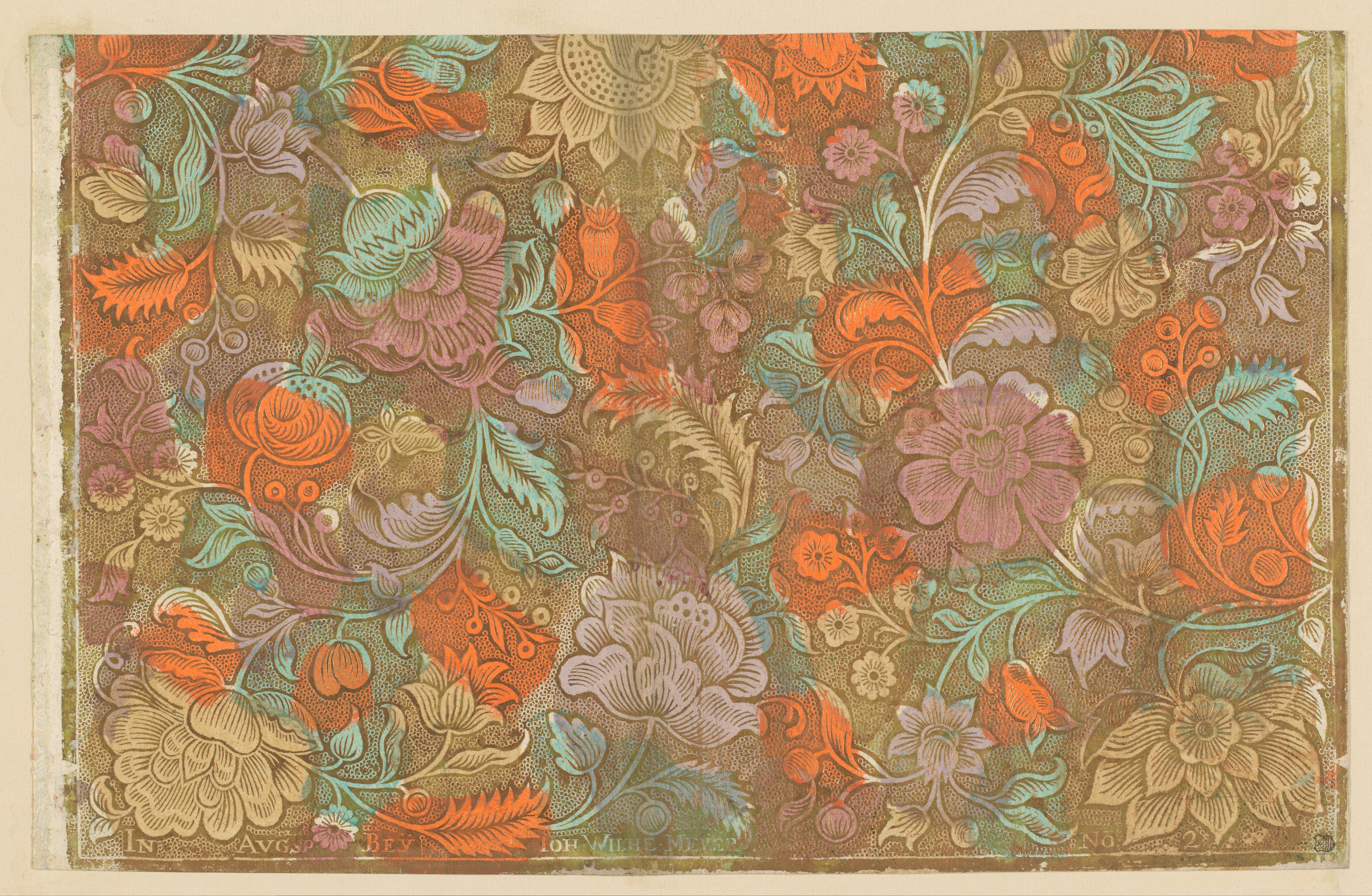 Blad met ranken met bloemen en bessen met puntenfond