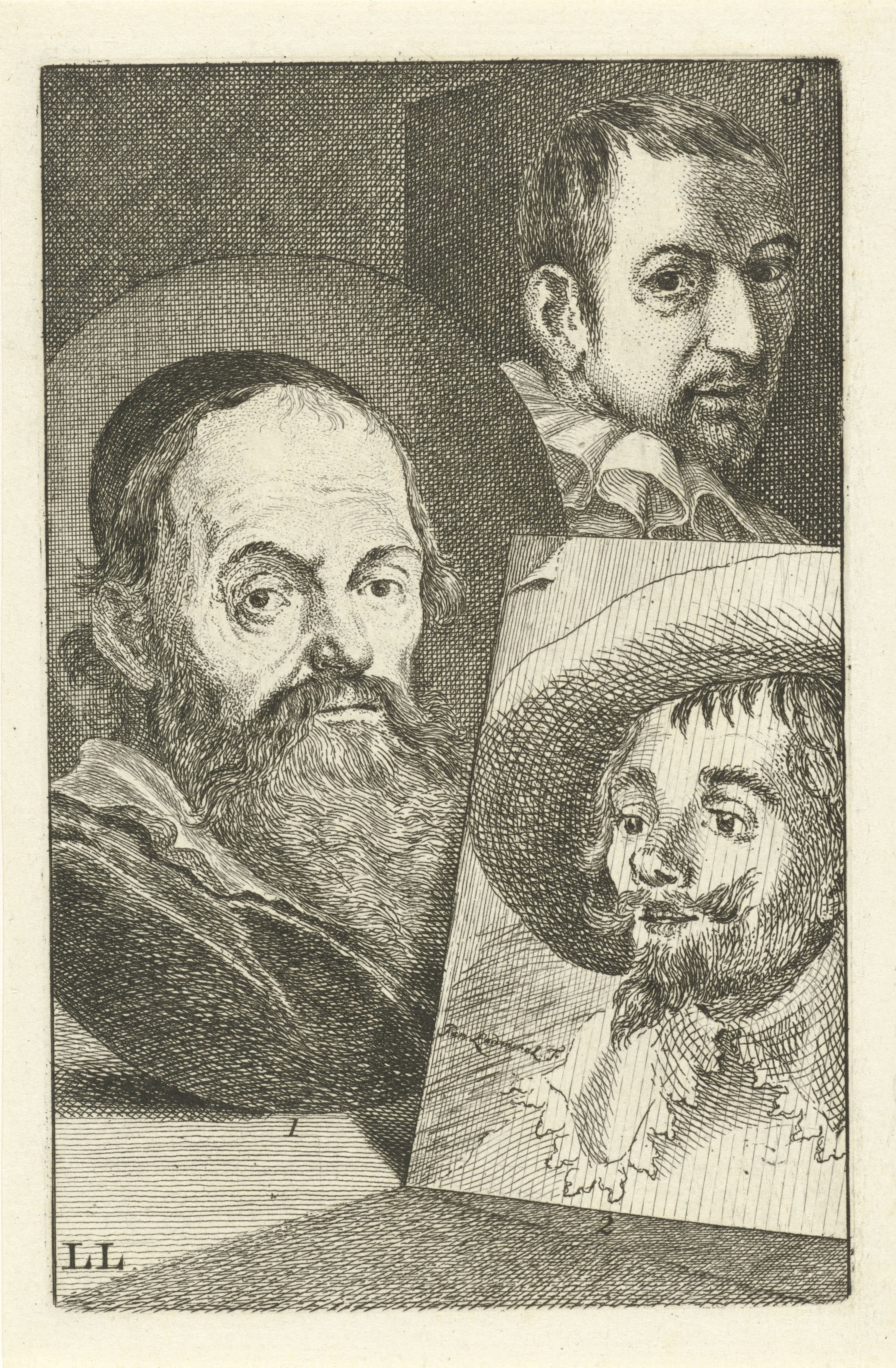 Portretten van Hendrick Goltzius, Hendrik Cornelisz Vroom en Cornelis Cornelisz. van Haarlem