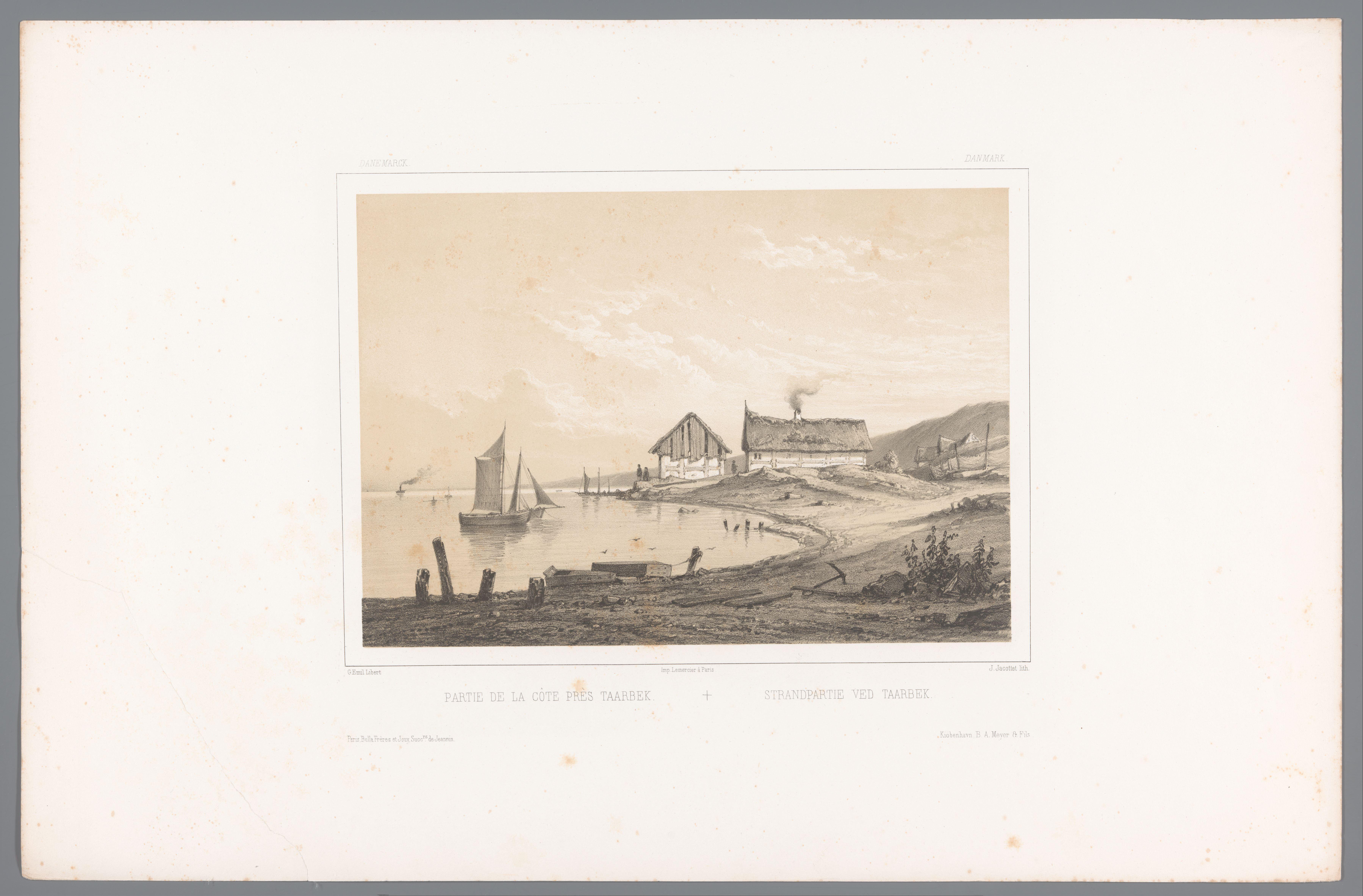 Zicht op het strand van Taarbæk