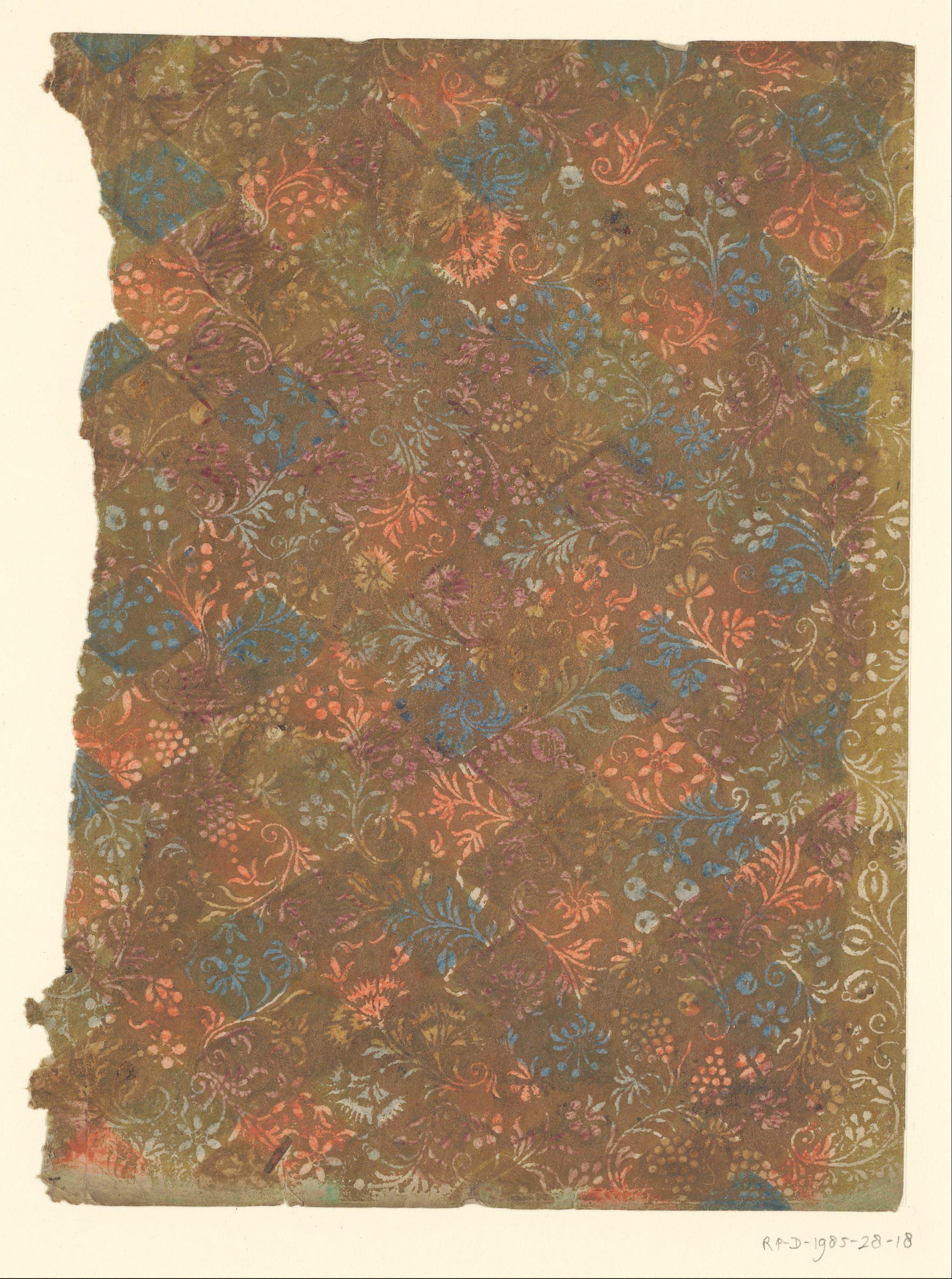 Blad met bloemen en vruchten