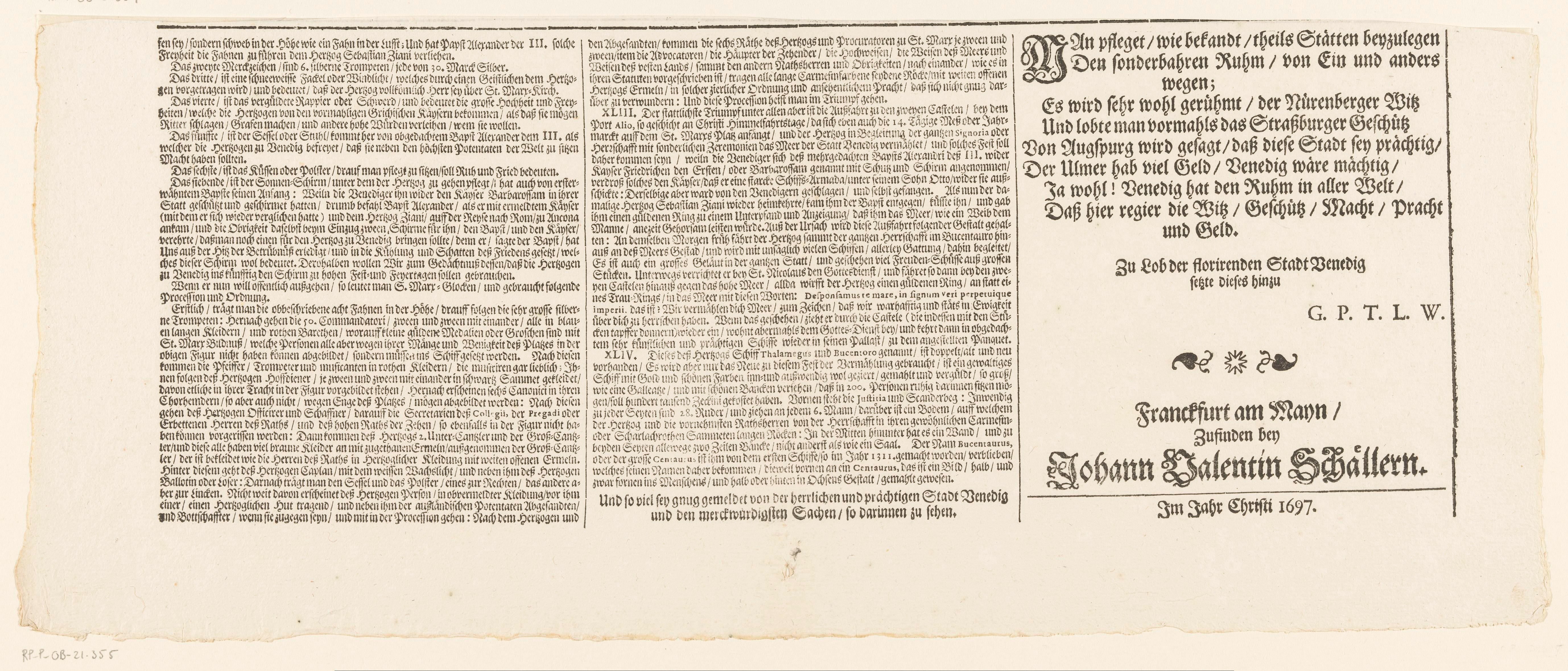 Onderschrift van de Festa della Sensa (vijfde gedeelte)