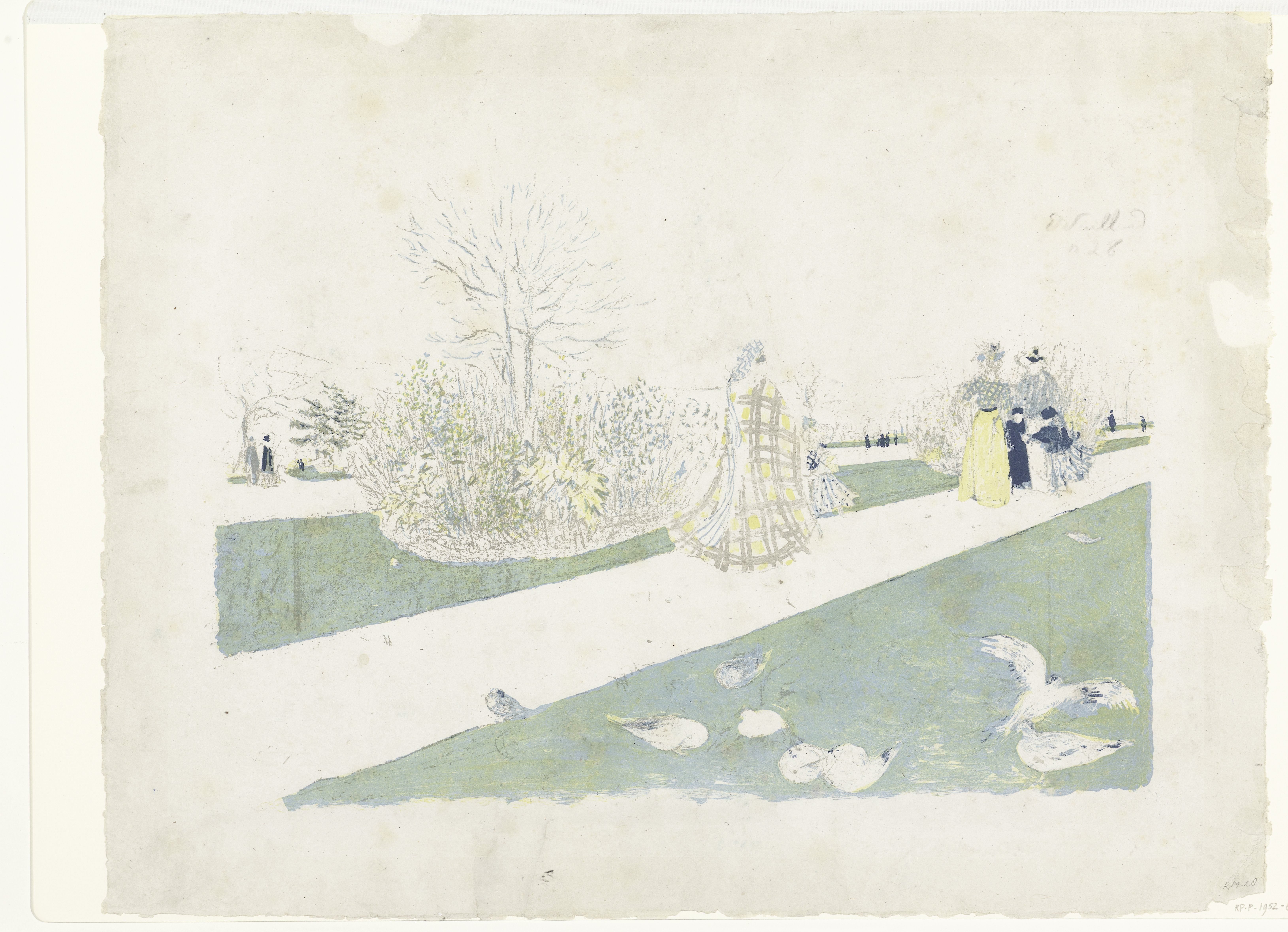 Wandelaars in het park de Tuilerieën in Parijs