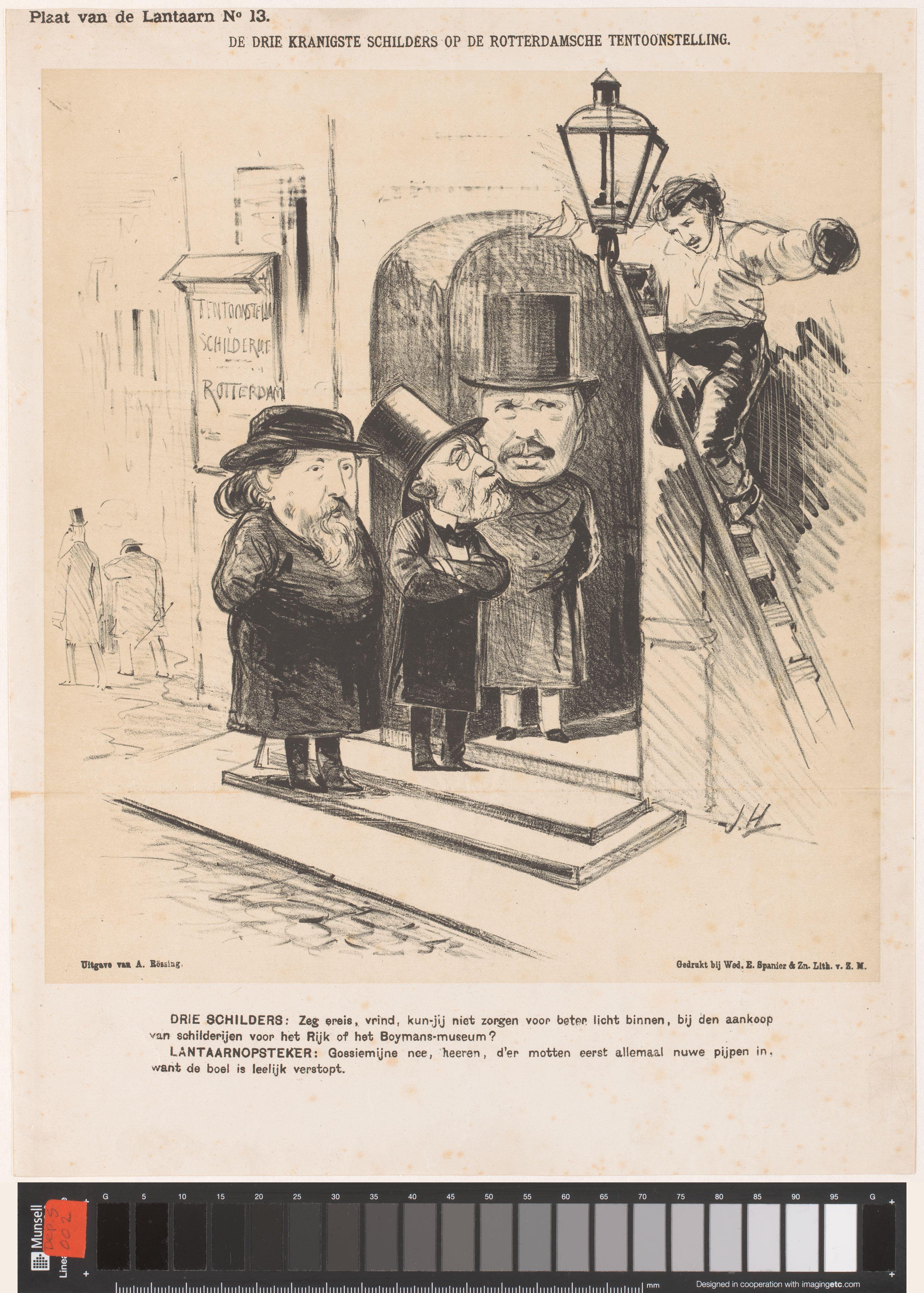 Spotprent met Jozef Israëls, Jacob Maris en Albert Neuhuys
