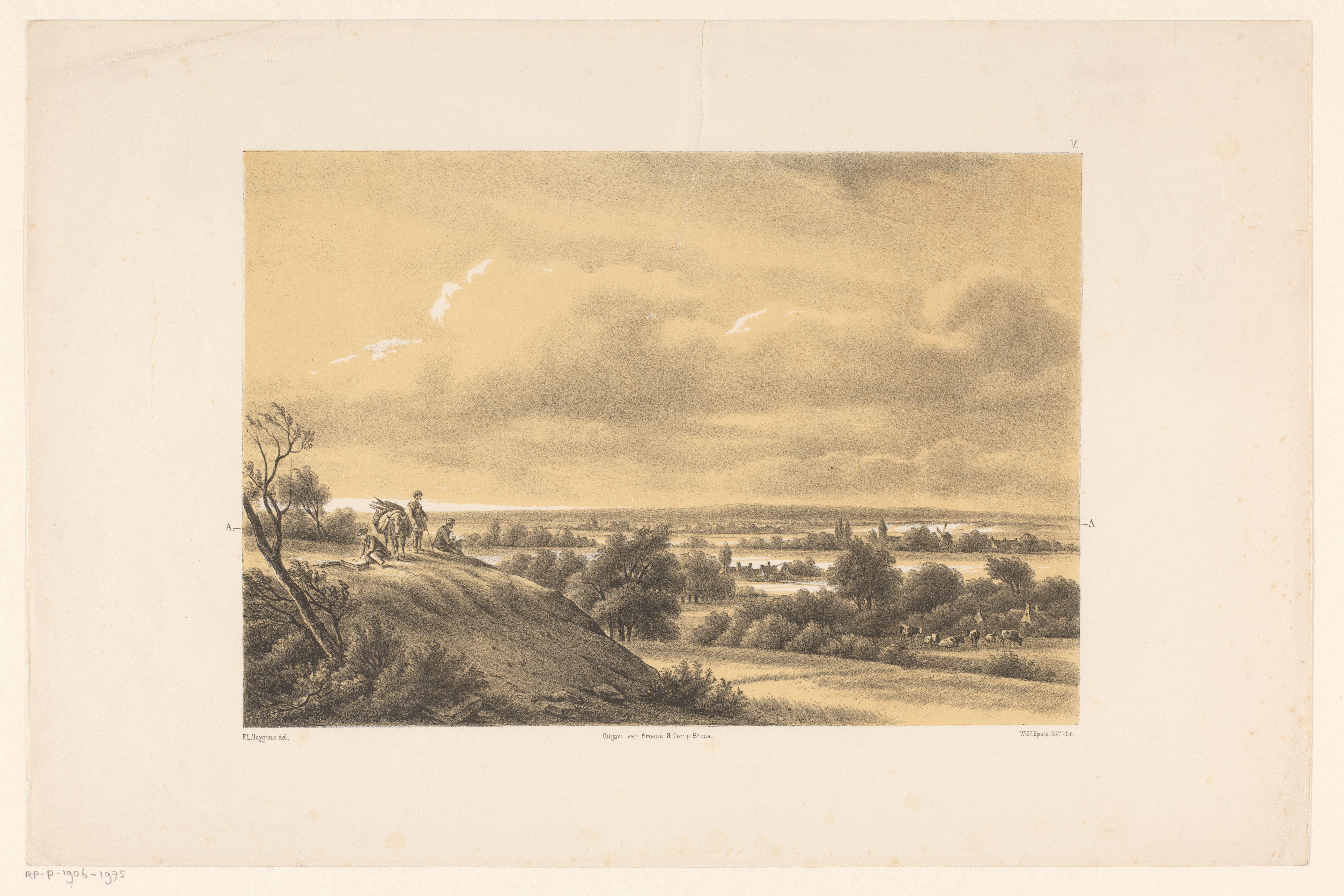 Tekenaars in een landschap