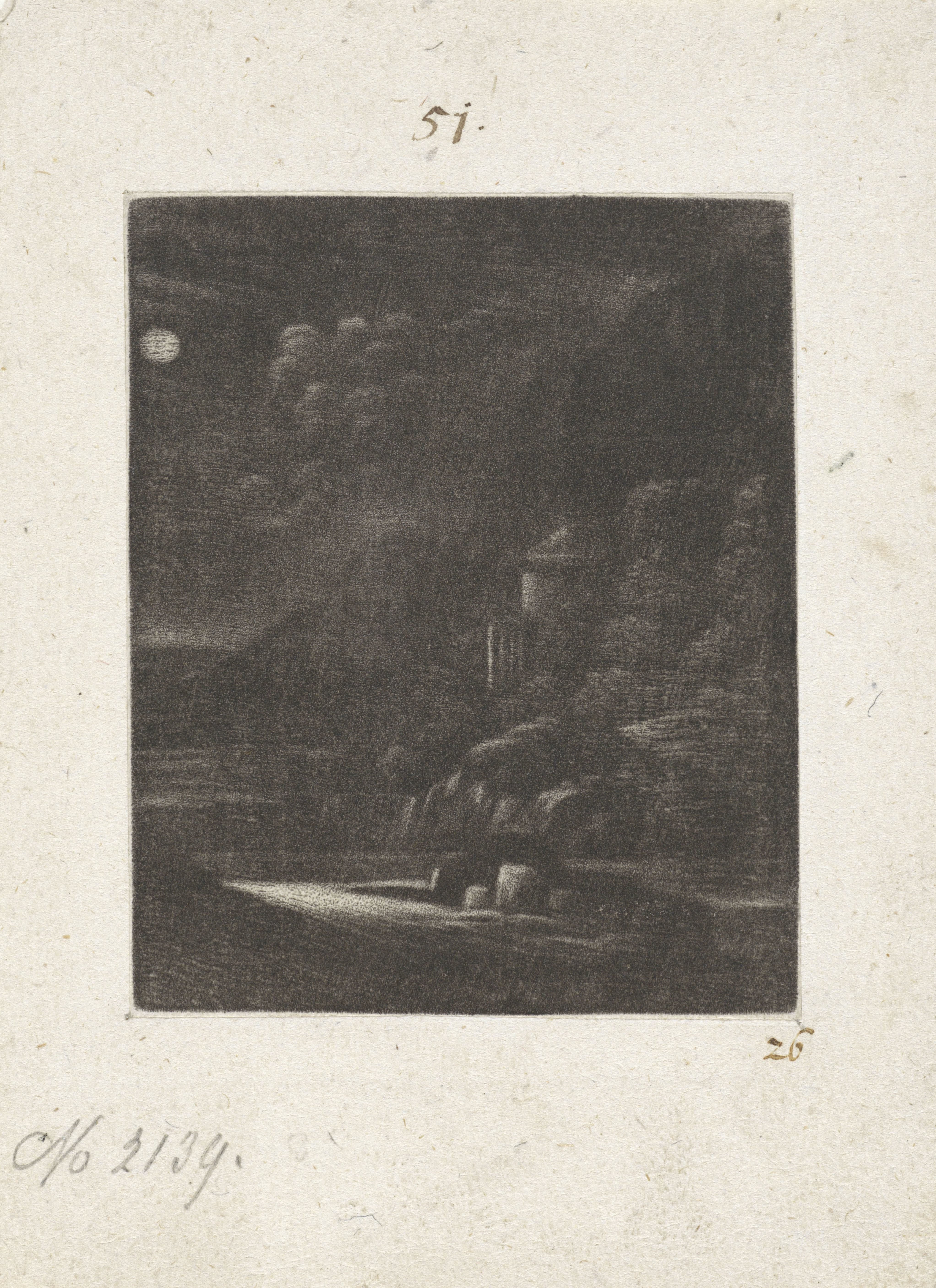 Landschap bij nacht met volle maan