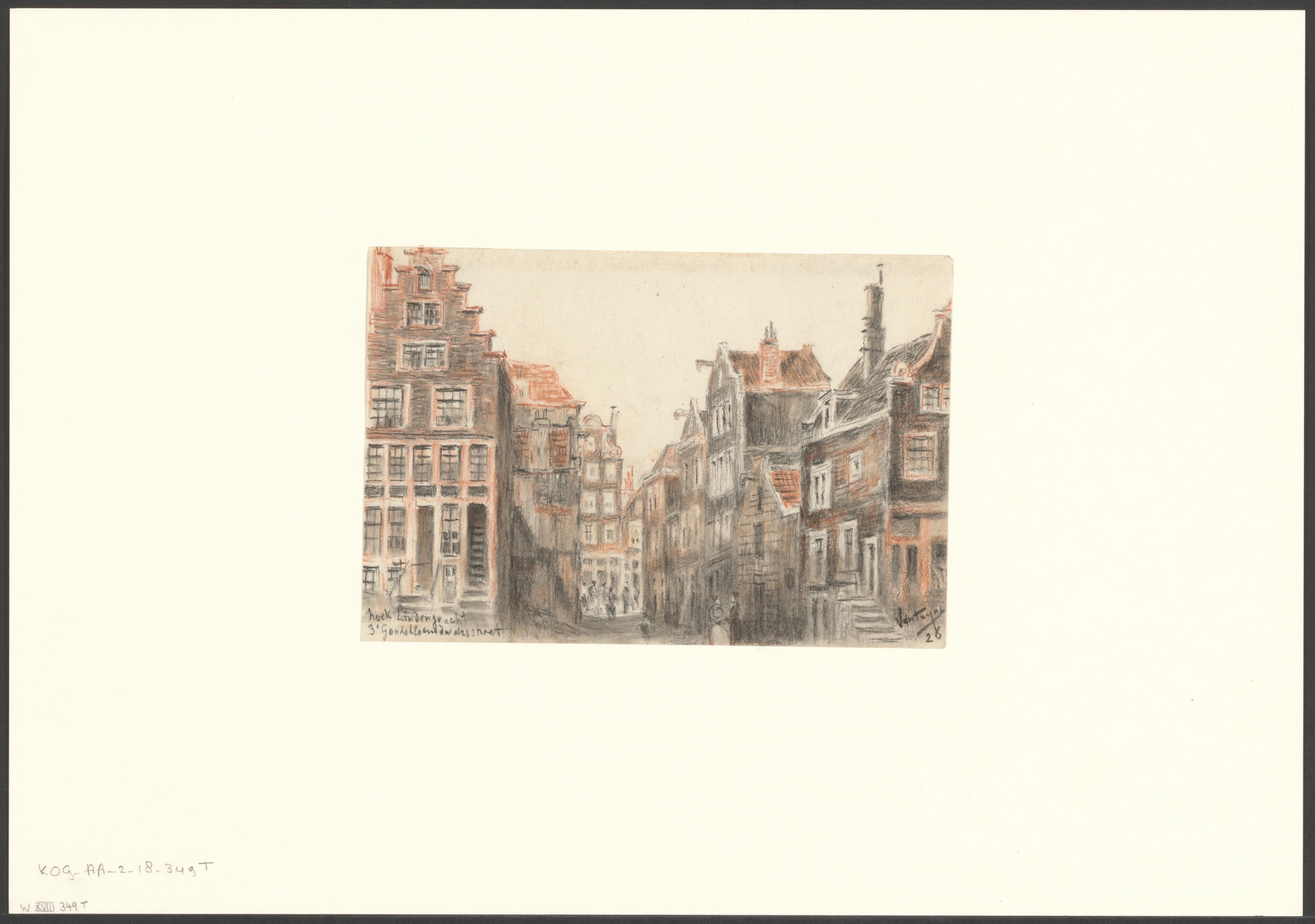 Gezicht op de Lindengracht, hoek Derde Goudsbloemdwarsstraat