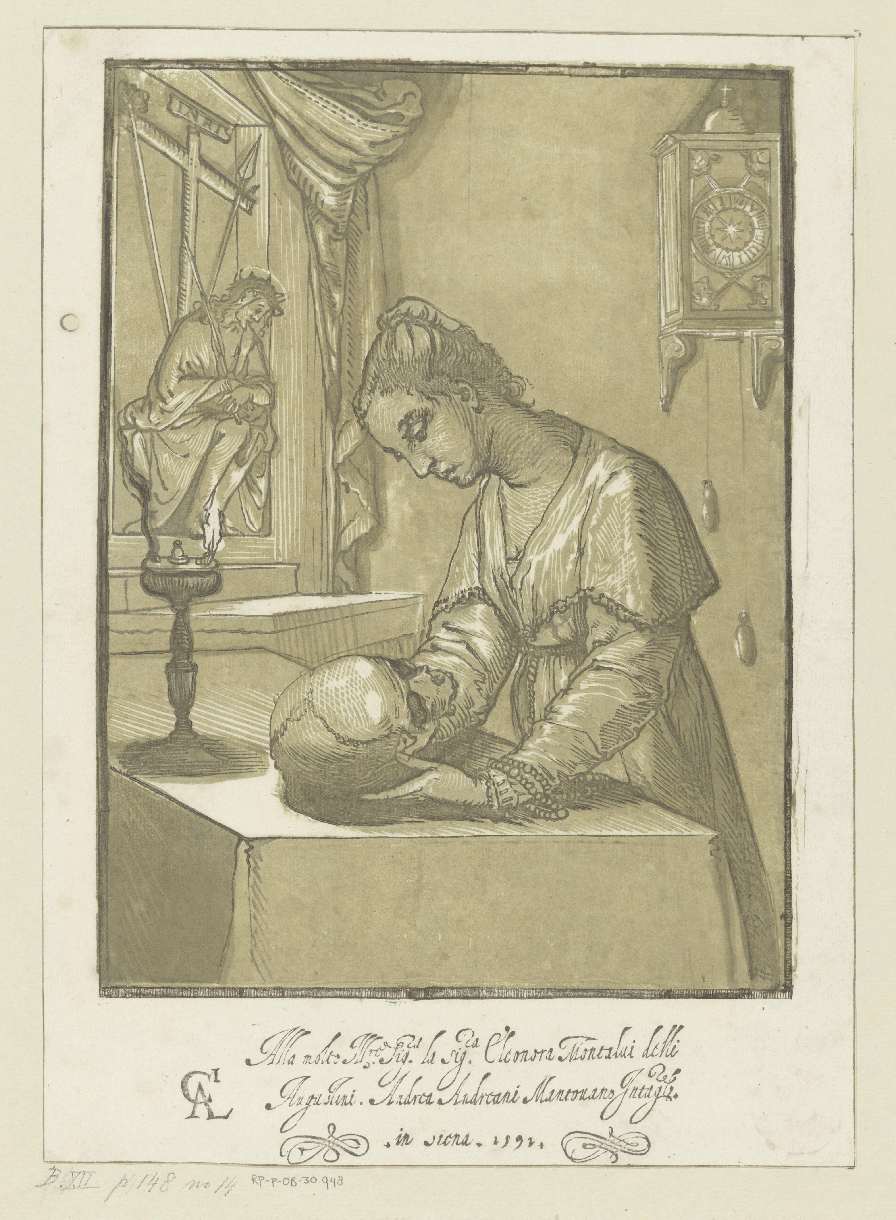 Vrouw met een schedel