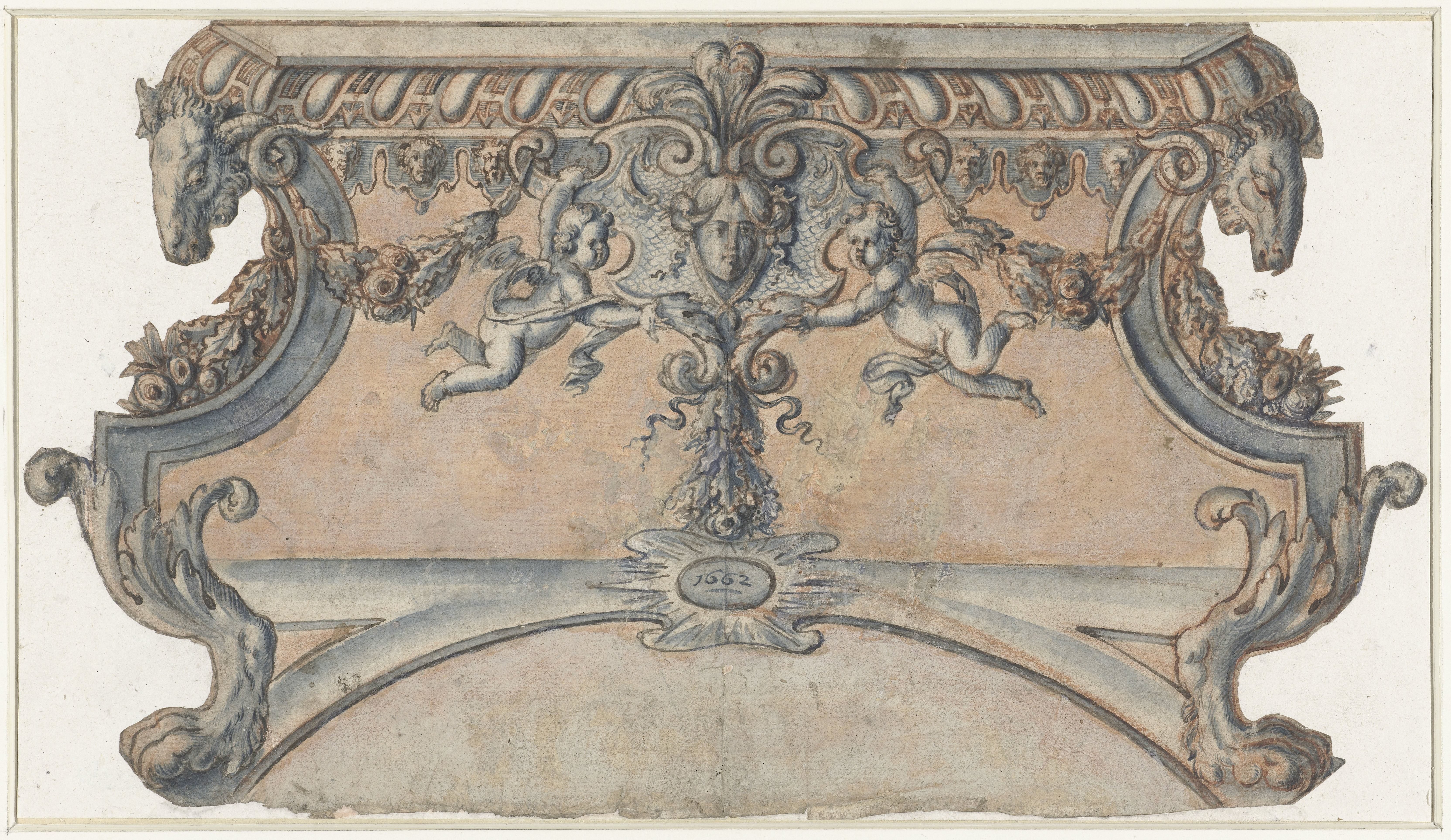 Ontwerp voor een Lodewijk XIV-penanttafel