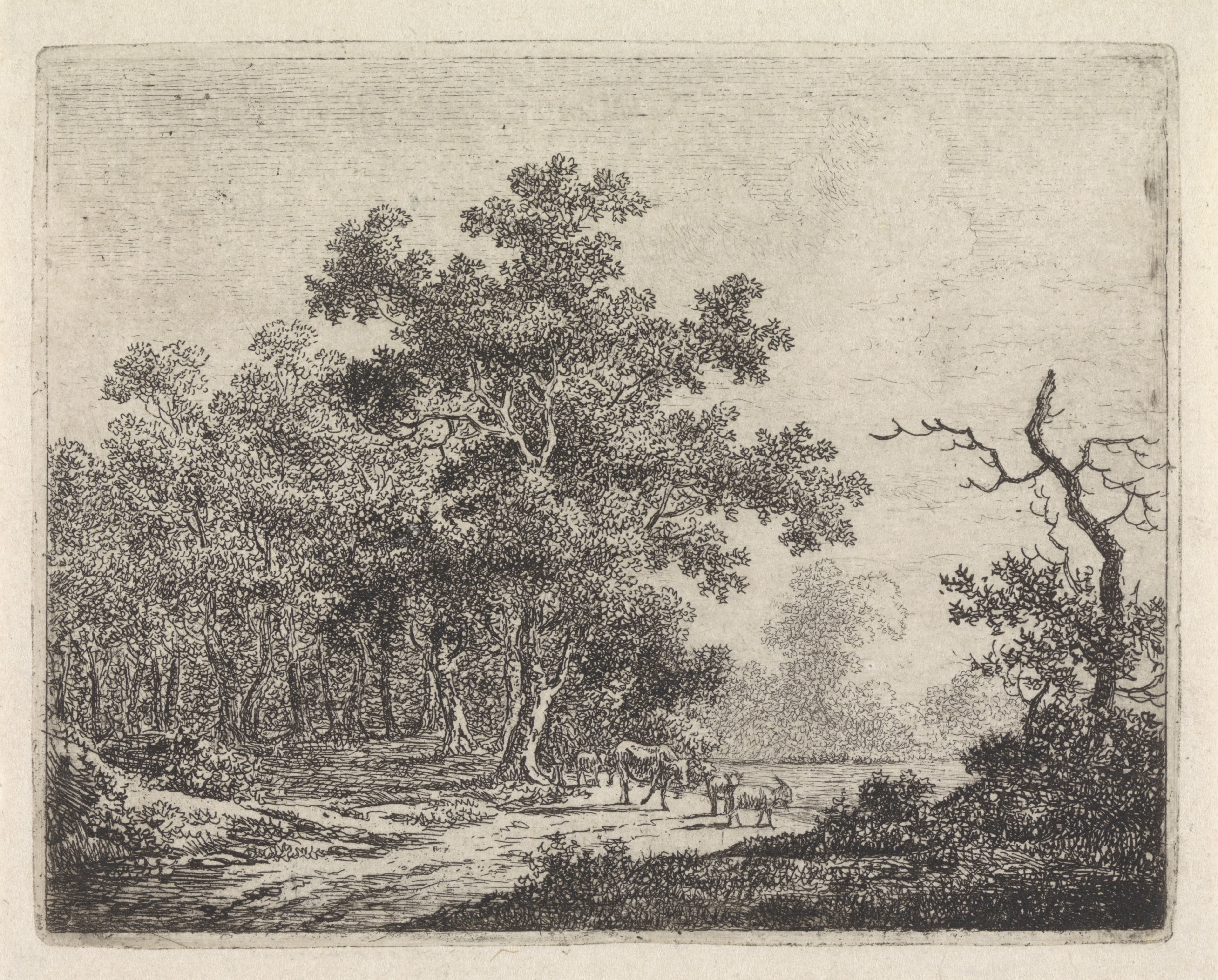 Landschap met eik en vee