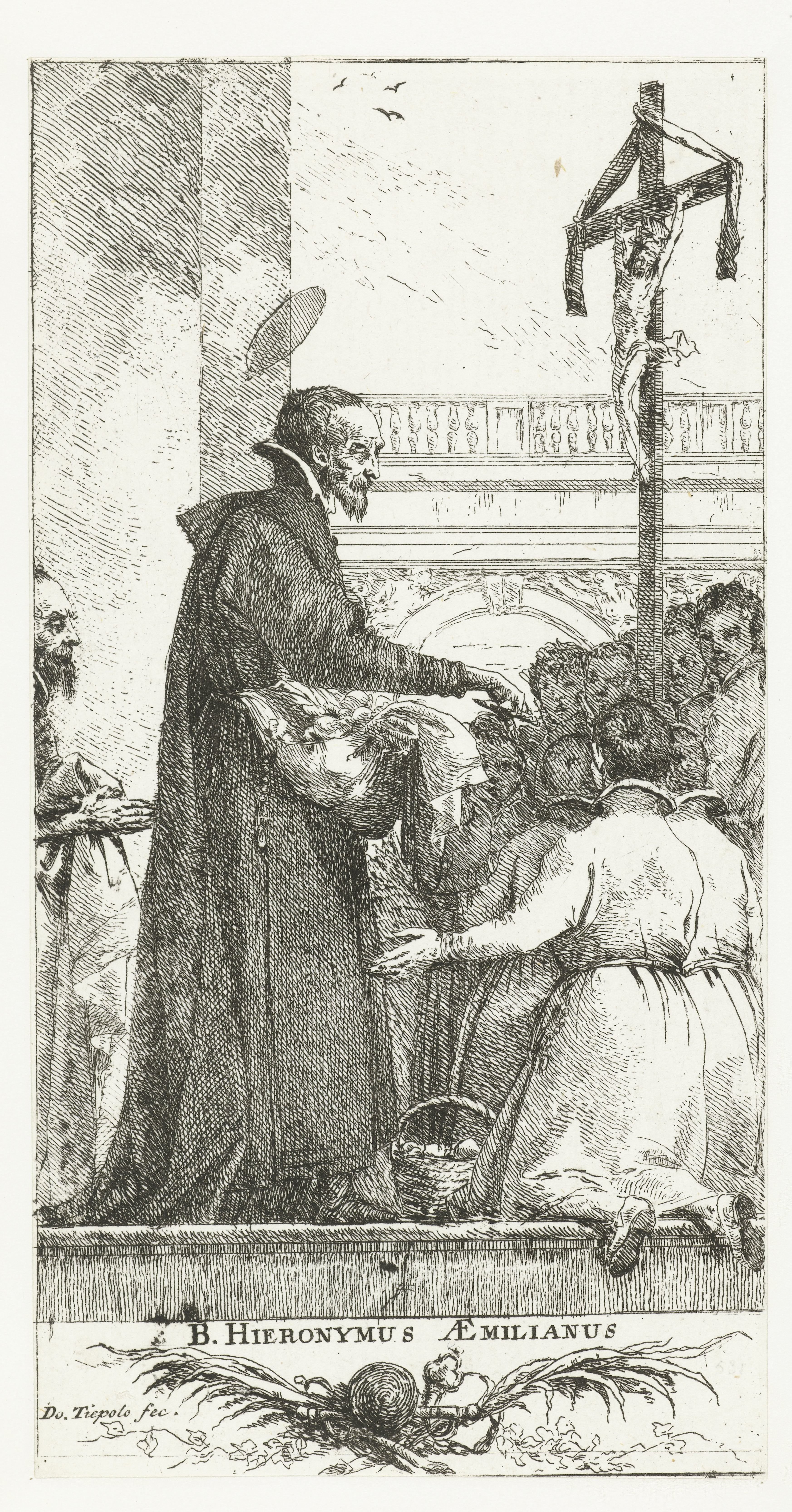 Heilige Hieronymus Aemilianus deelt voedsel uit aan wezen