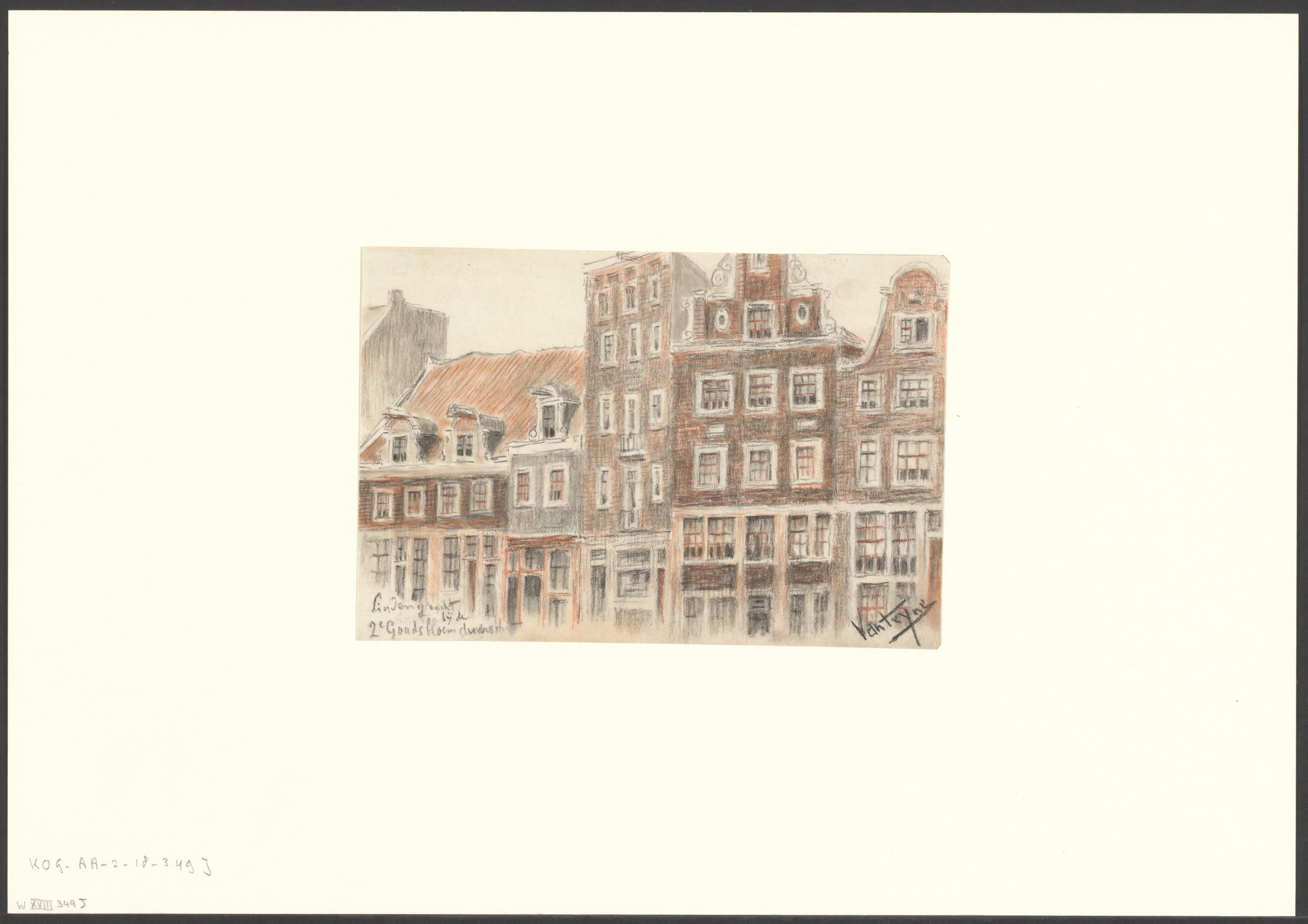 Gezicht op de Lindengracht bij de Tweede Goudsbloemdwarsstraat