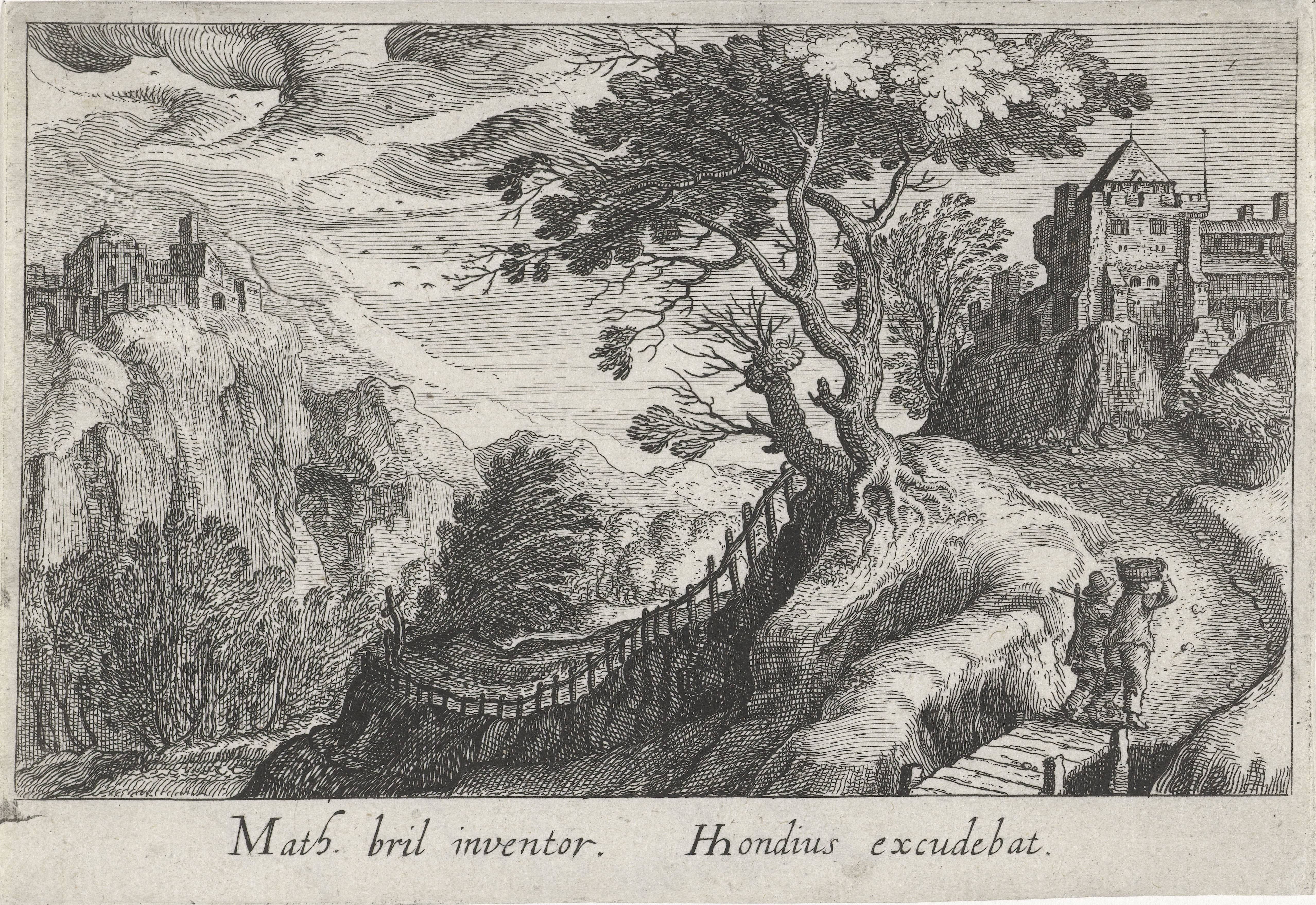 Berglandschap met een versterkt gebouw