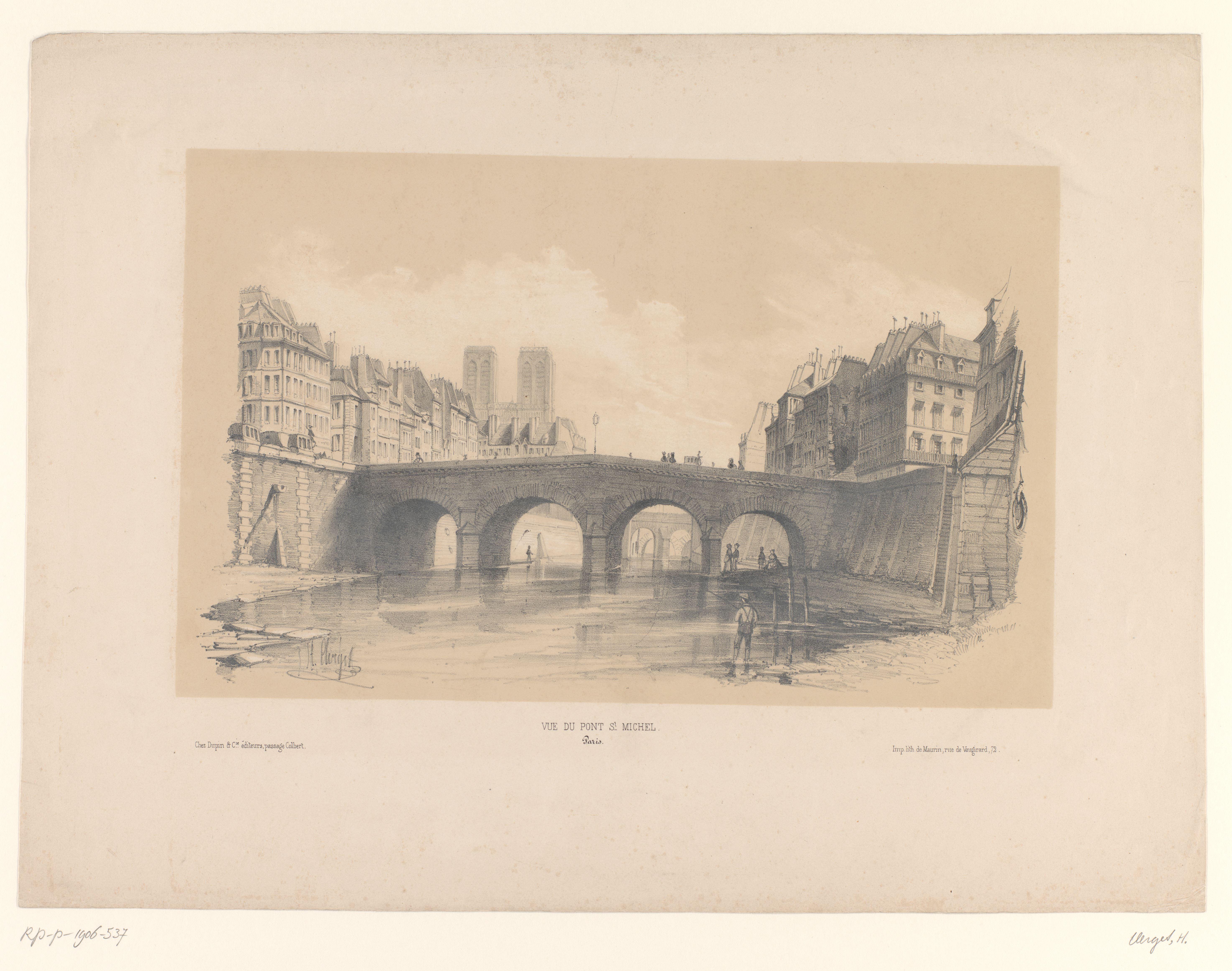Zicht op de Pont Saint-Michel te Parijs