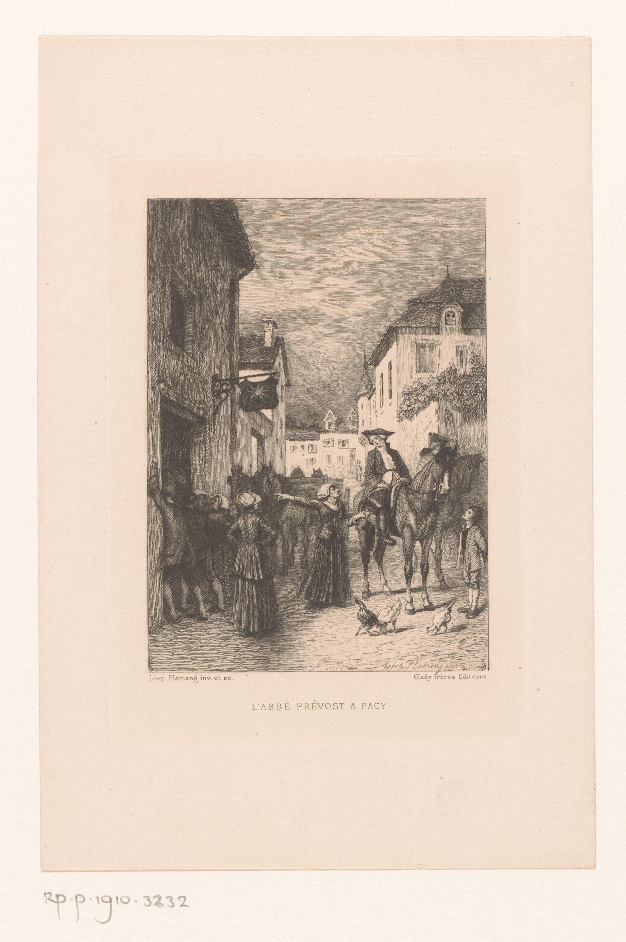 Abbé Prévost te paard bij een herberg