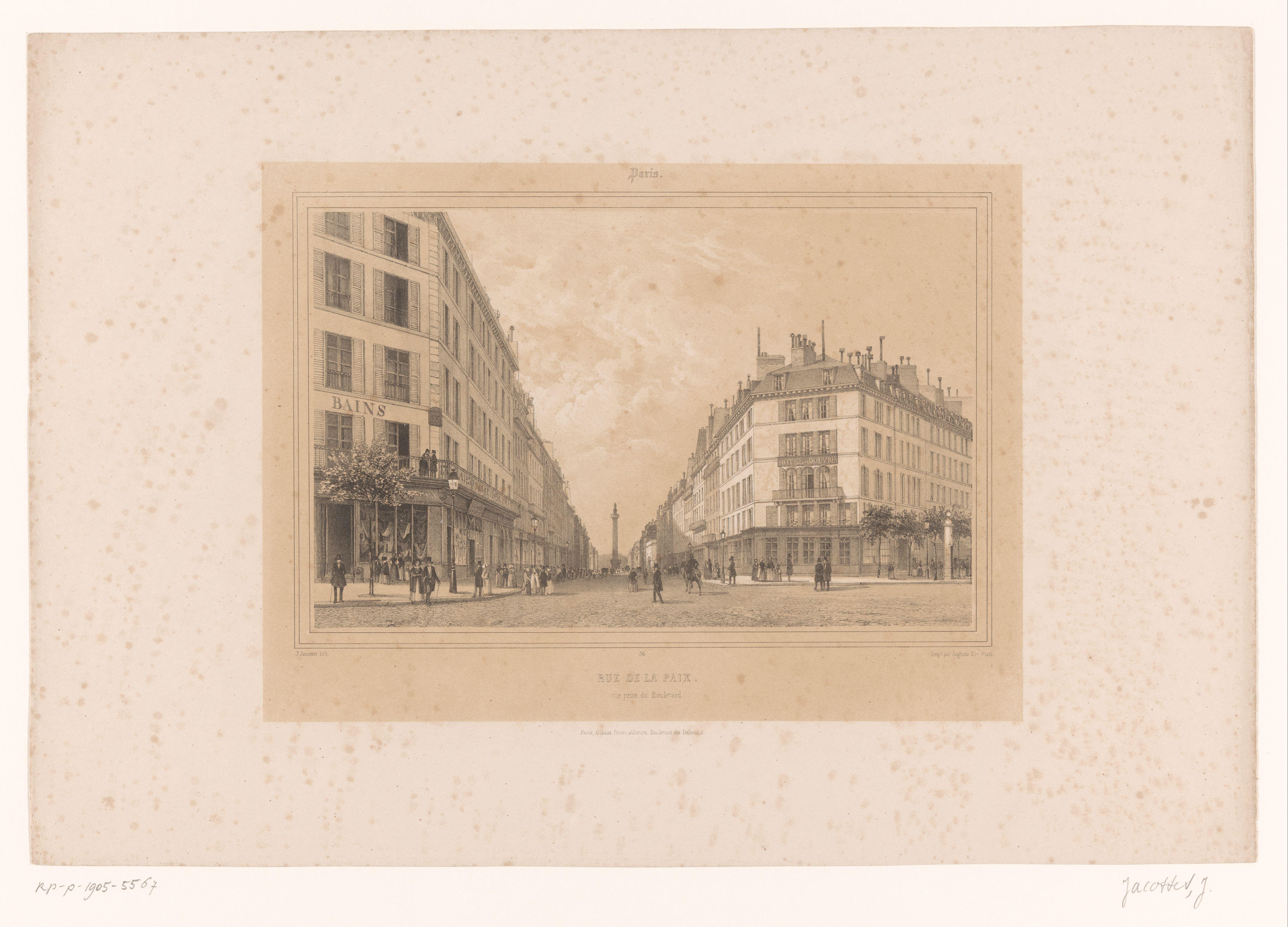 Zicht op de Rue de la Paix in Parijs