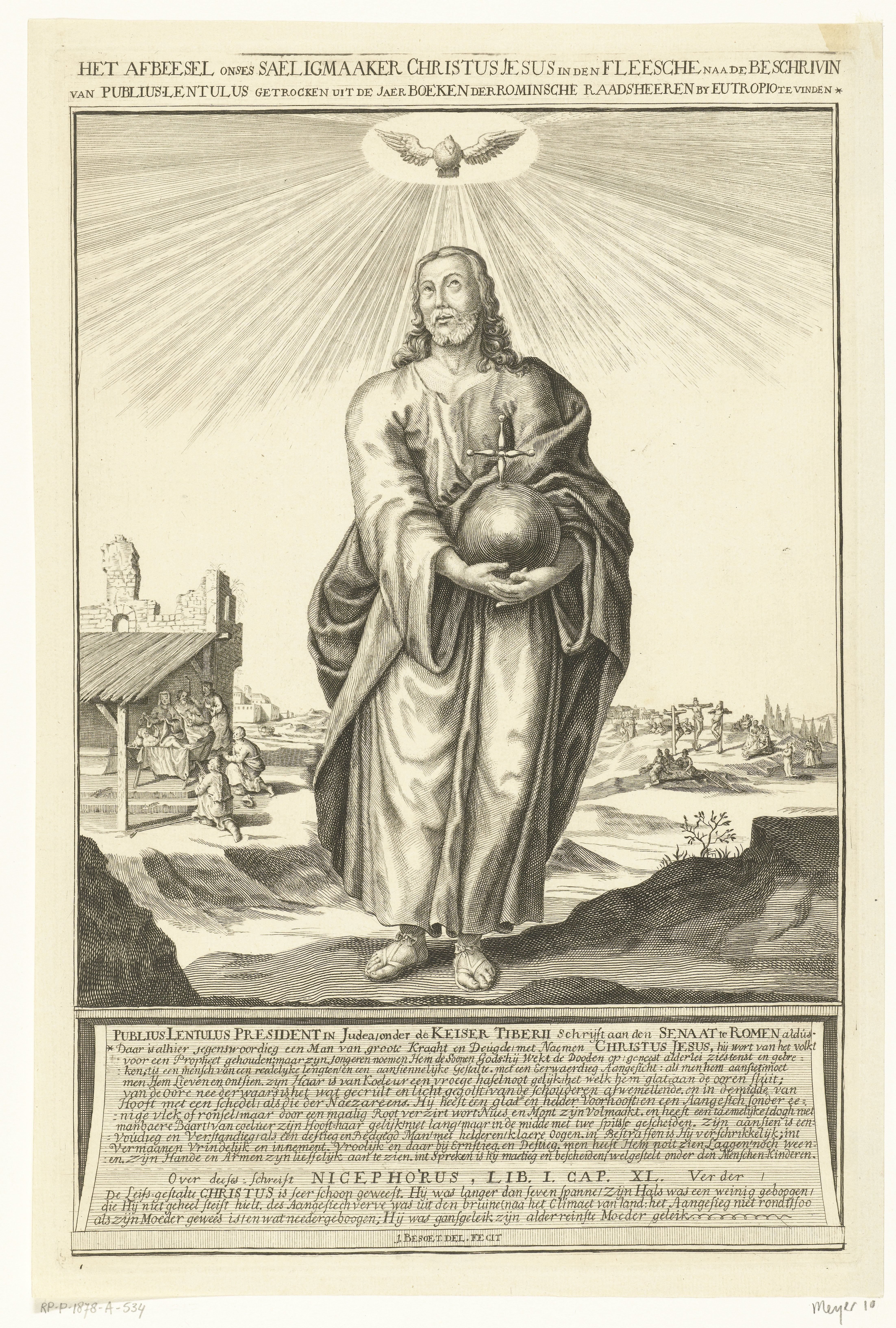 Staande Christus met rijksappel en H. Geest