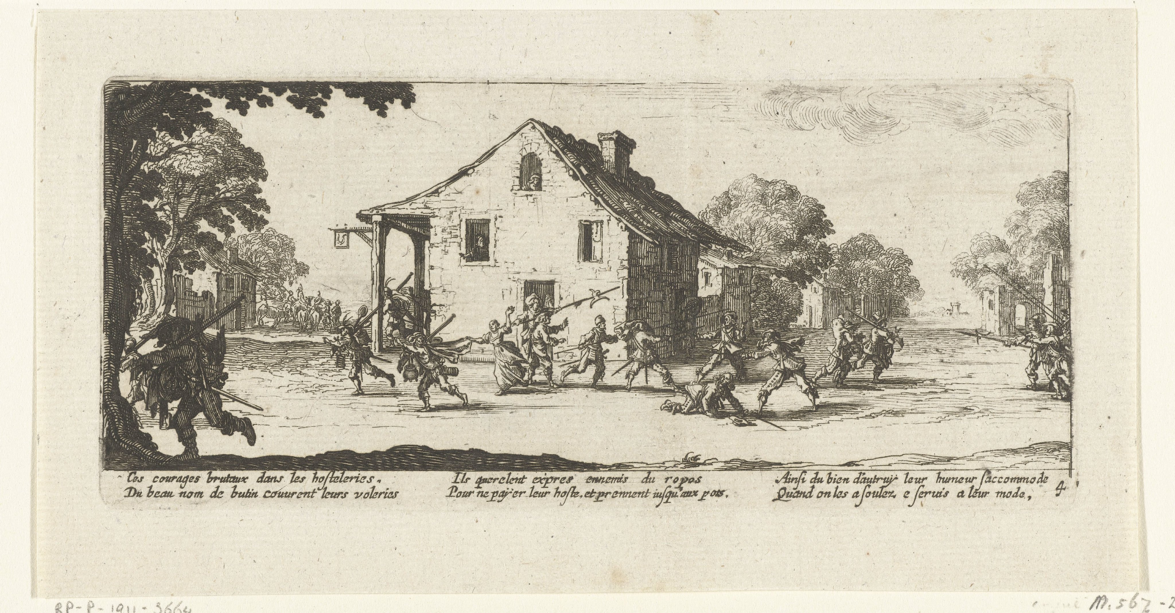 Soldaten plunderen een herberg