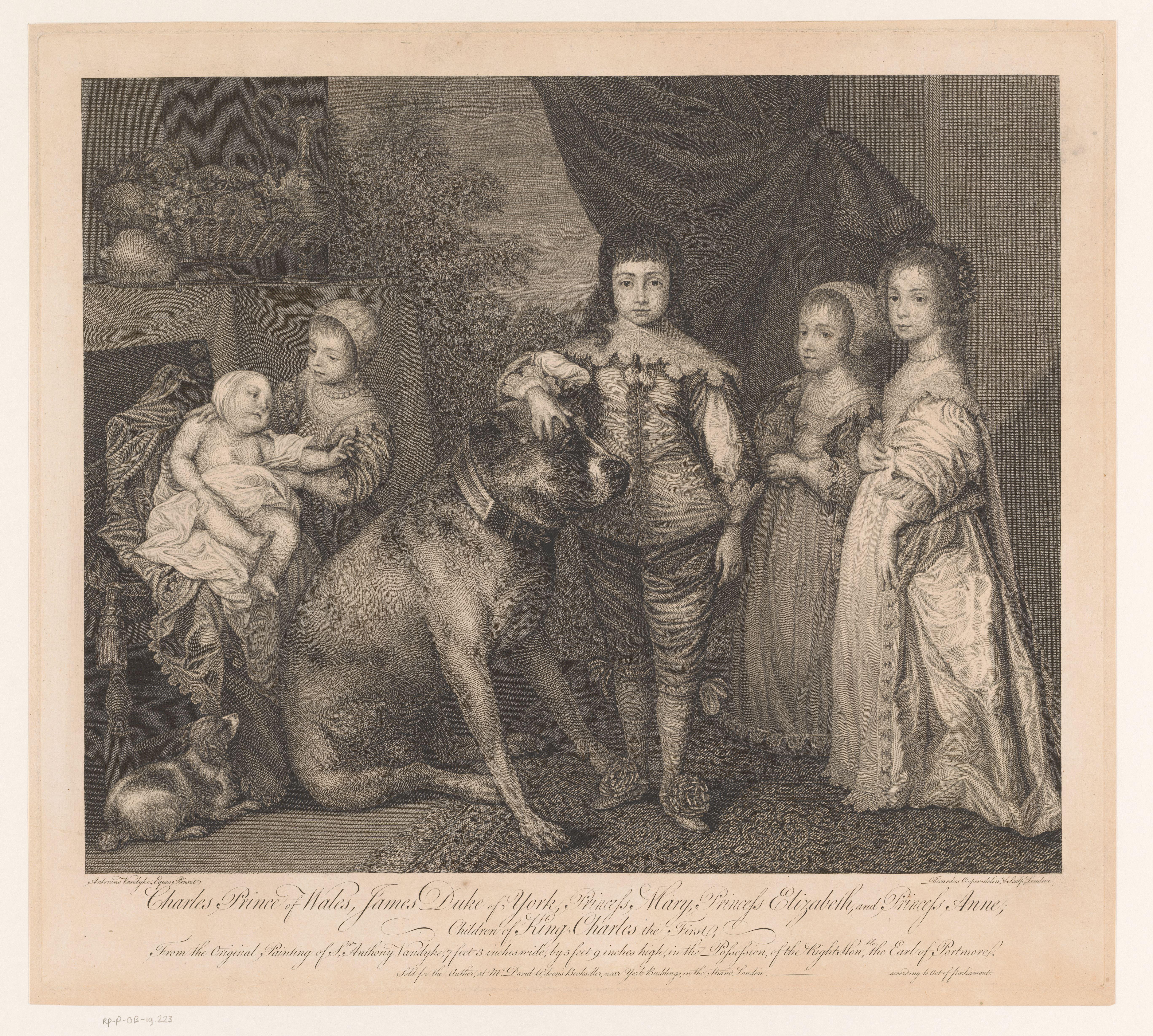 Portret van vijf kinderen van Karel I van Engeland
