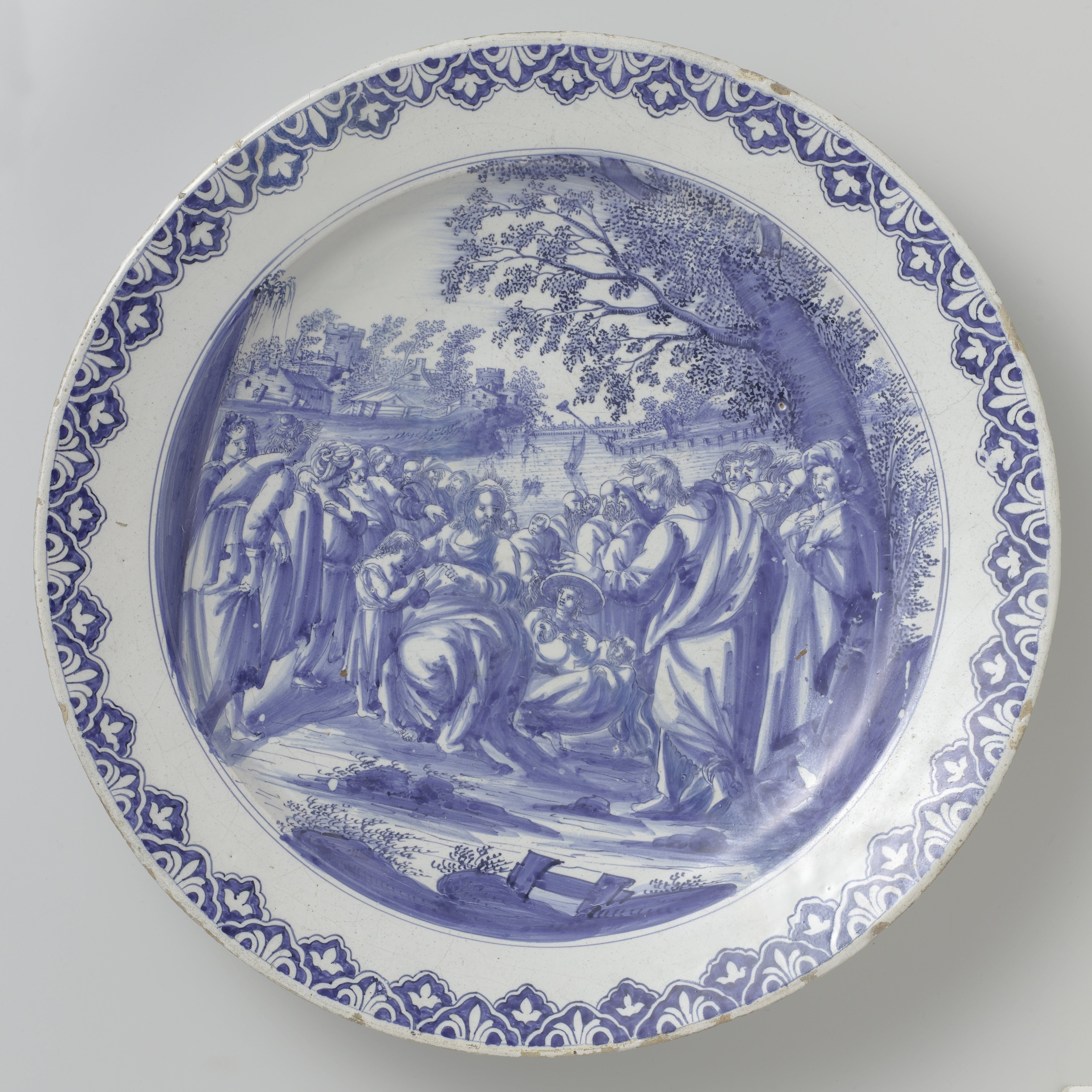 Dish with Jesus Suffering the Little Children to Come unto Him