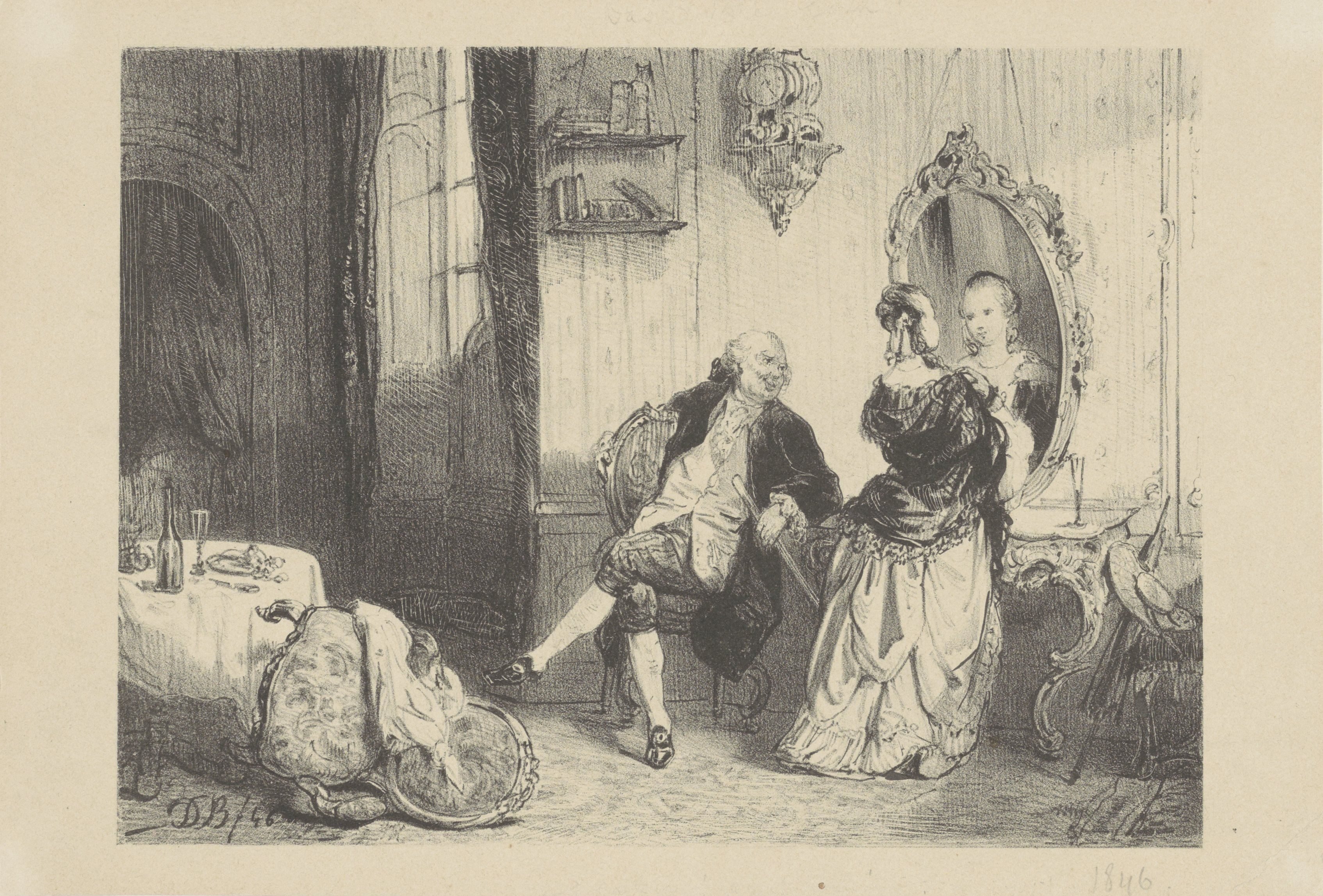 Man en vrouw in achttiende-eeuws interieur