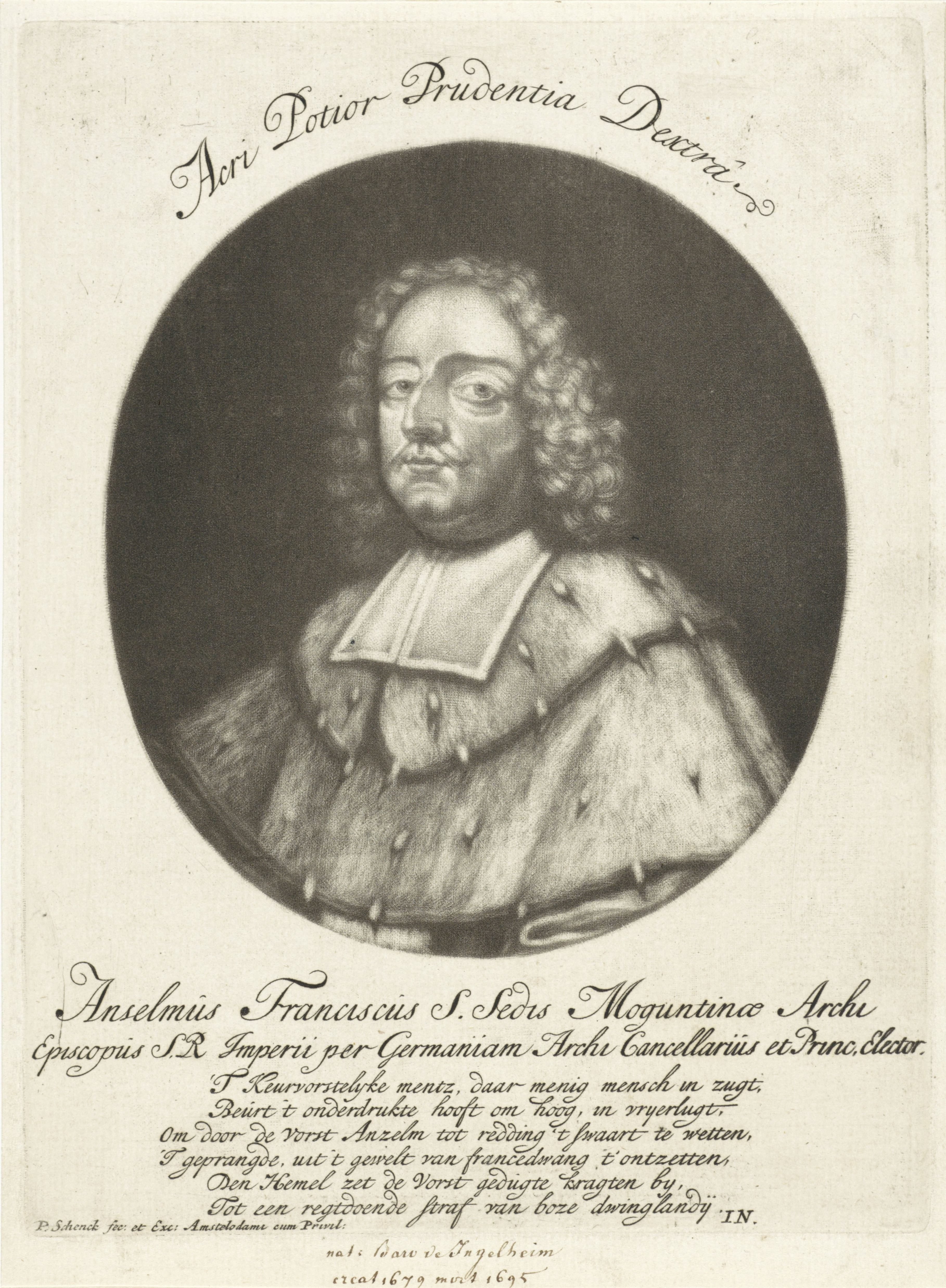 Portret van Anselm Franz von Ingelheim, aartsbisschop van Mainz
