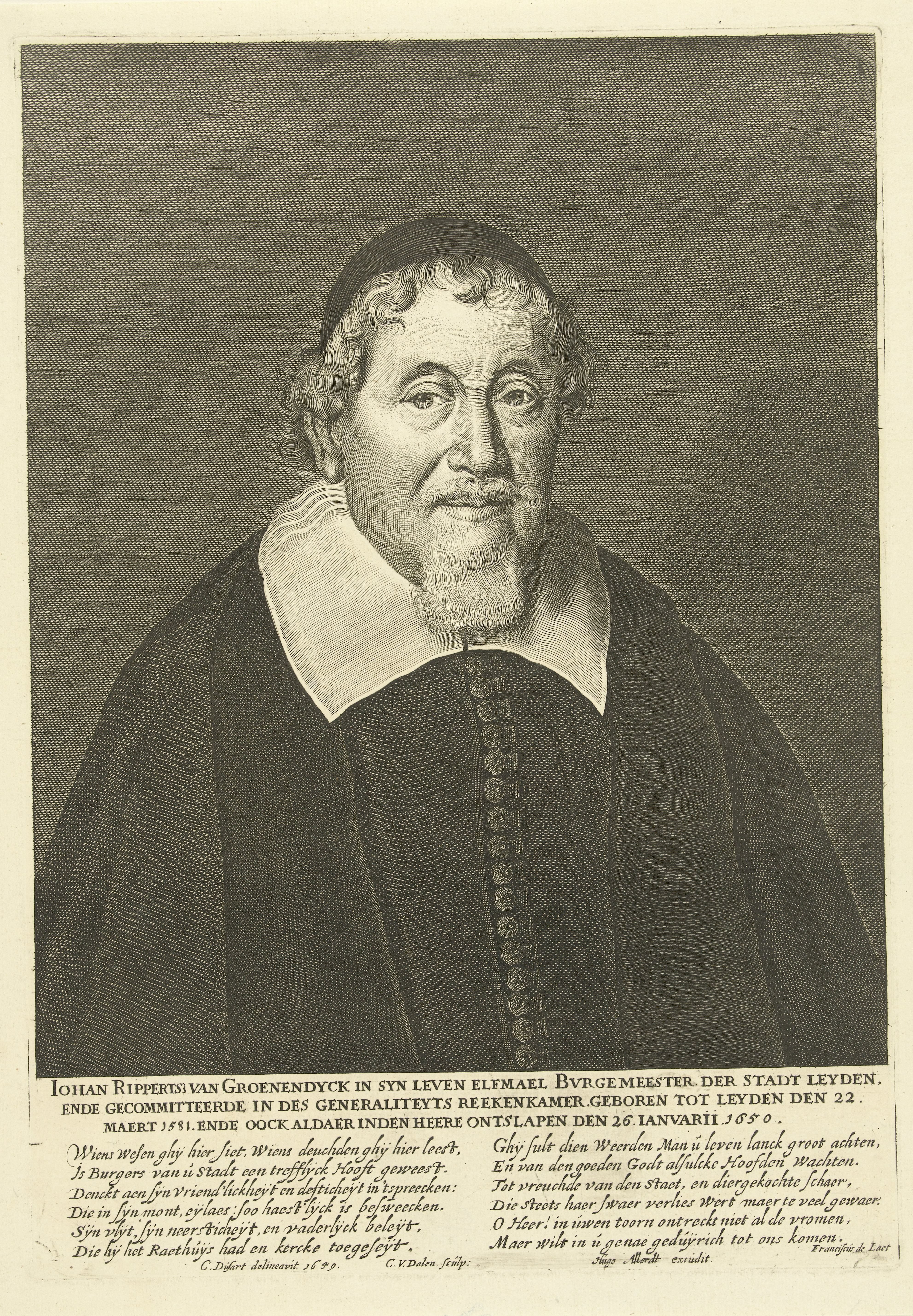 Portret van Johan Rippertsz. van Groenendijck op 69-jarige leeftijd
