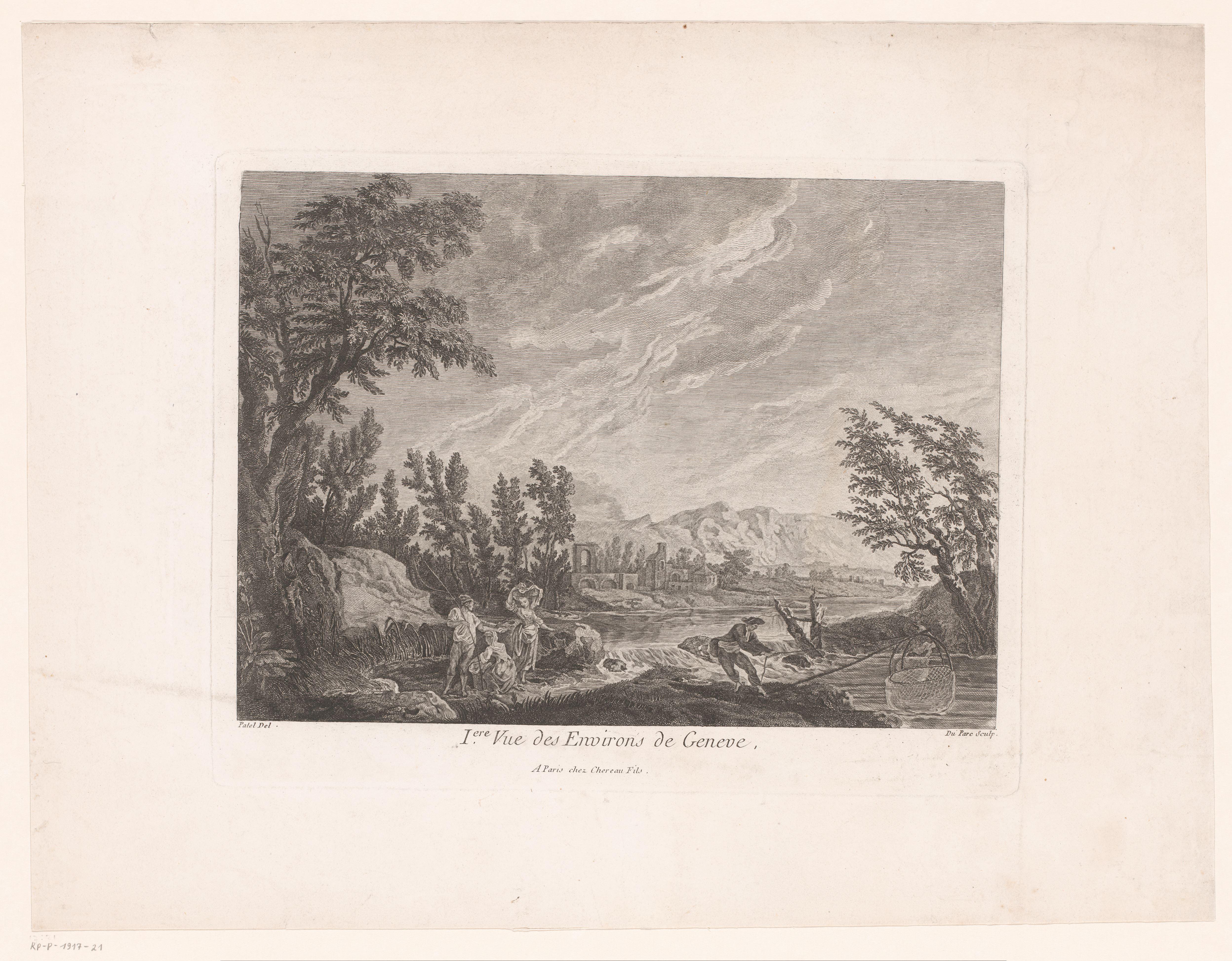 Landschap met vissende figuren