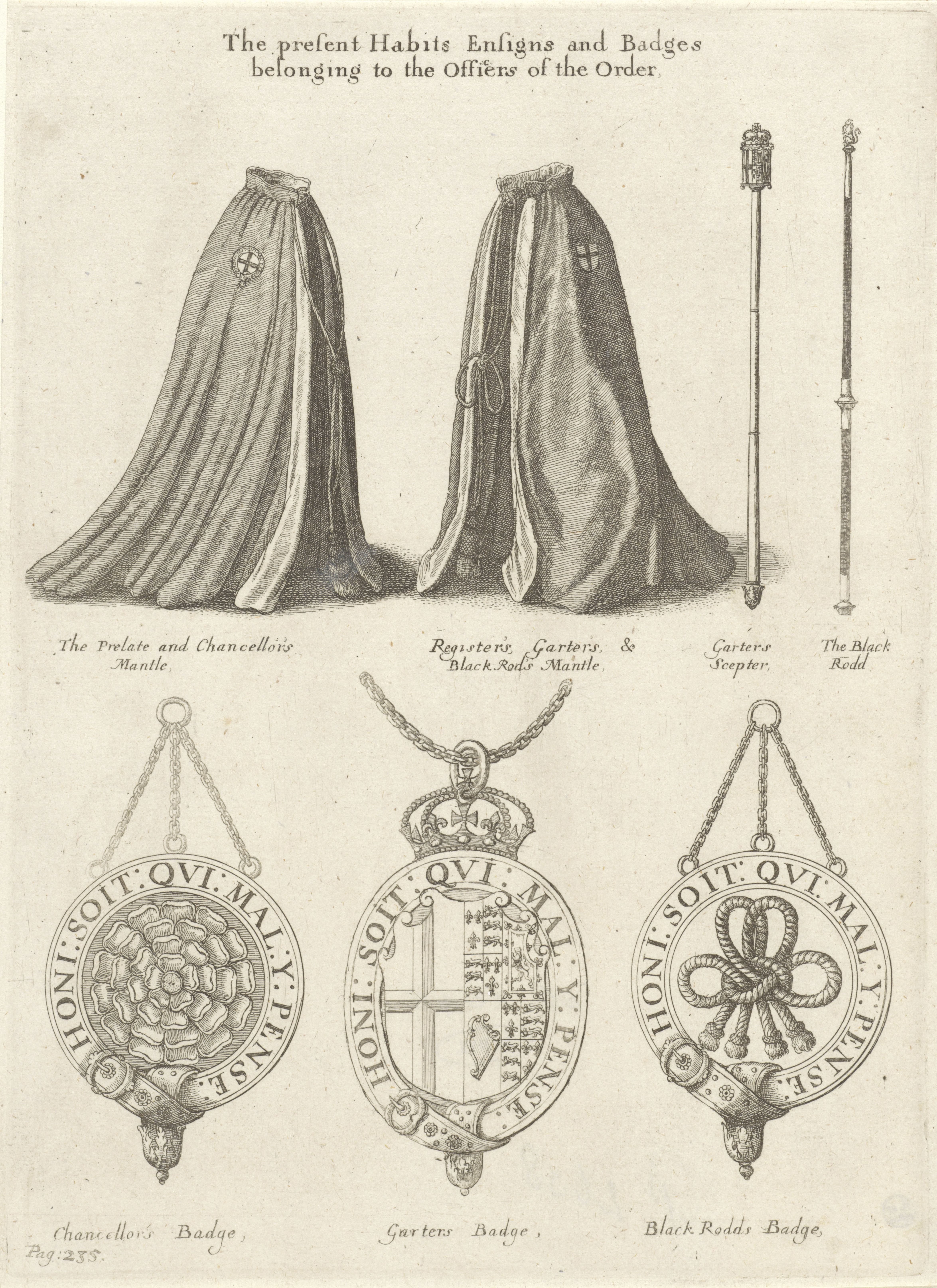 Mantels, scepters en insignes behorende bij de Orde van de Kousenband