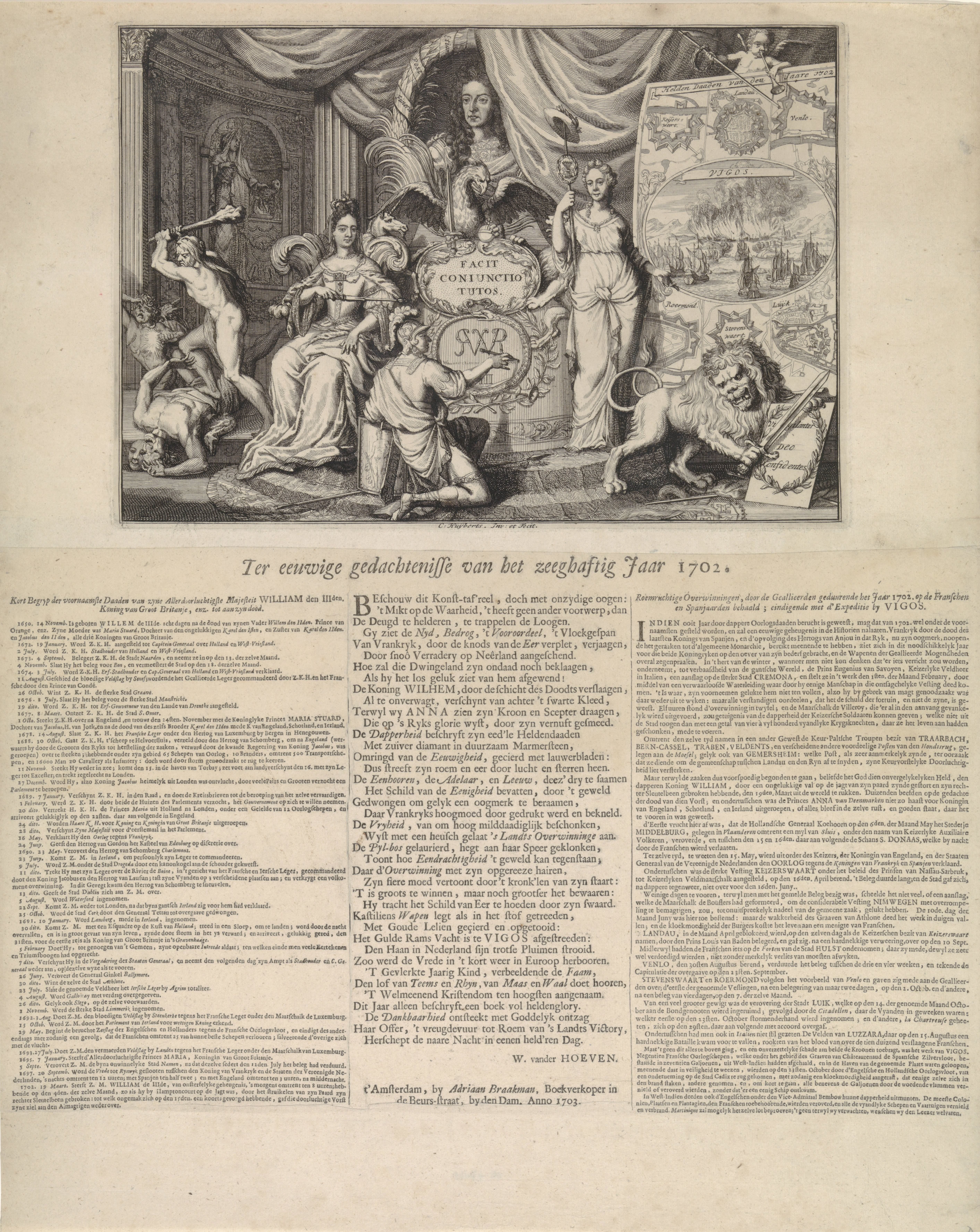 Allegorie op de overwinning door de geallieerden op de Fransen en Spanjaarden in 1702