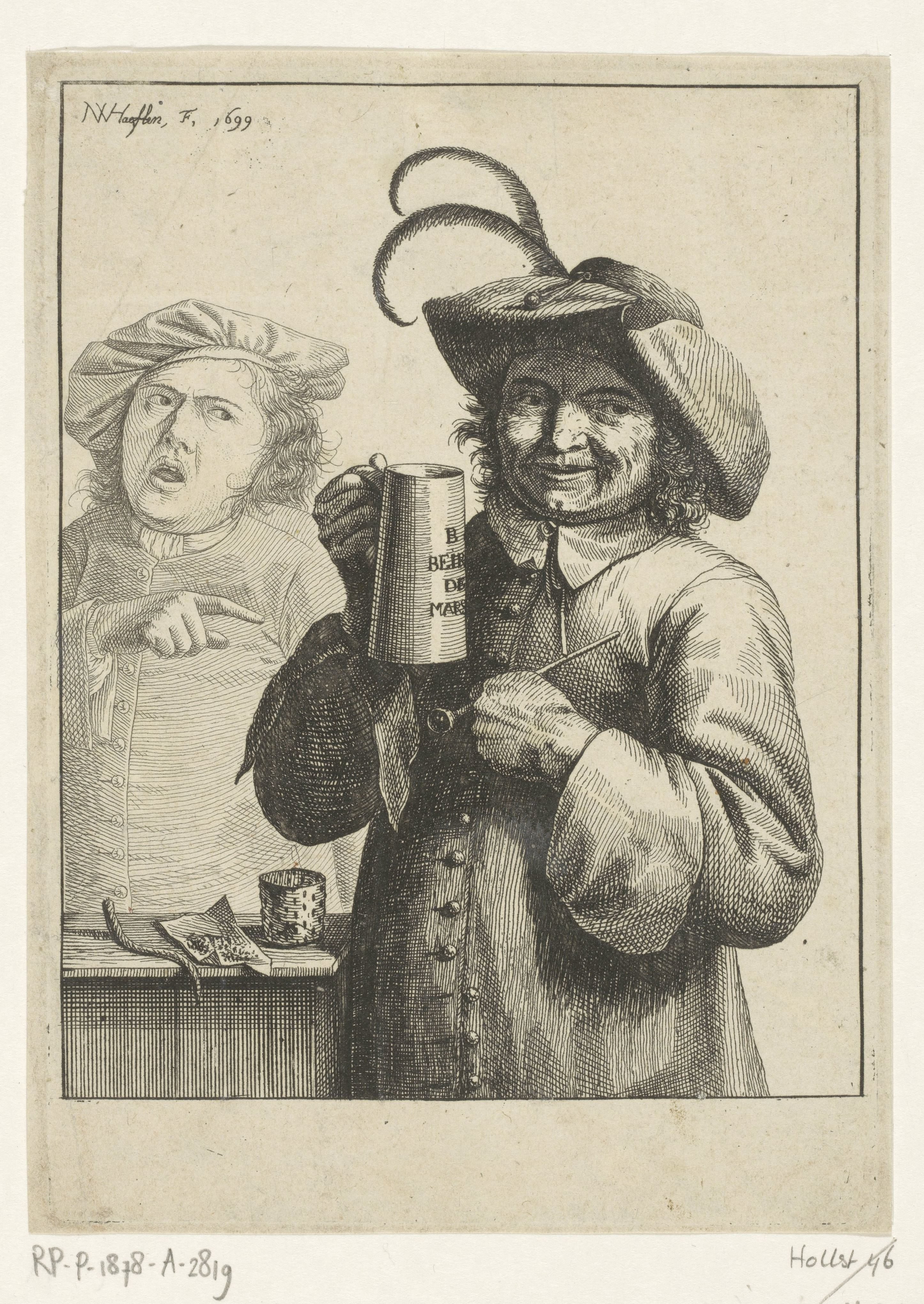 Man met pijp en bierpul