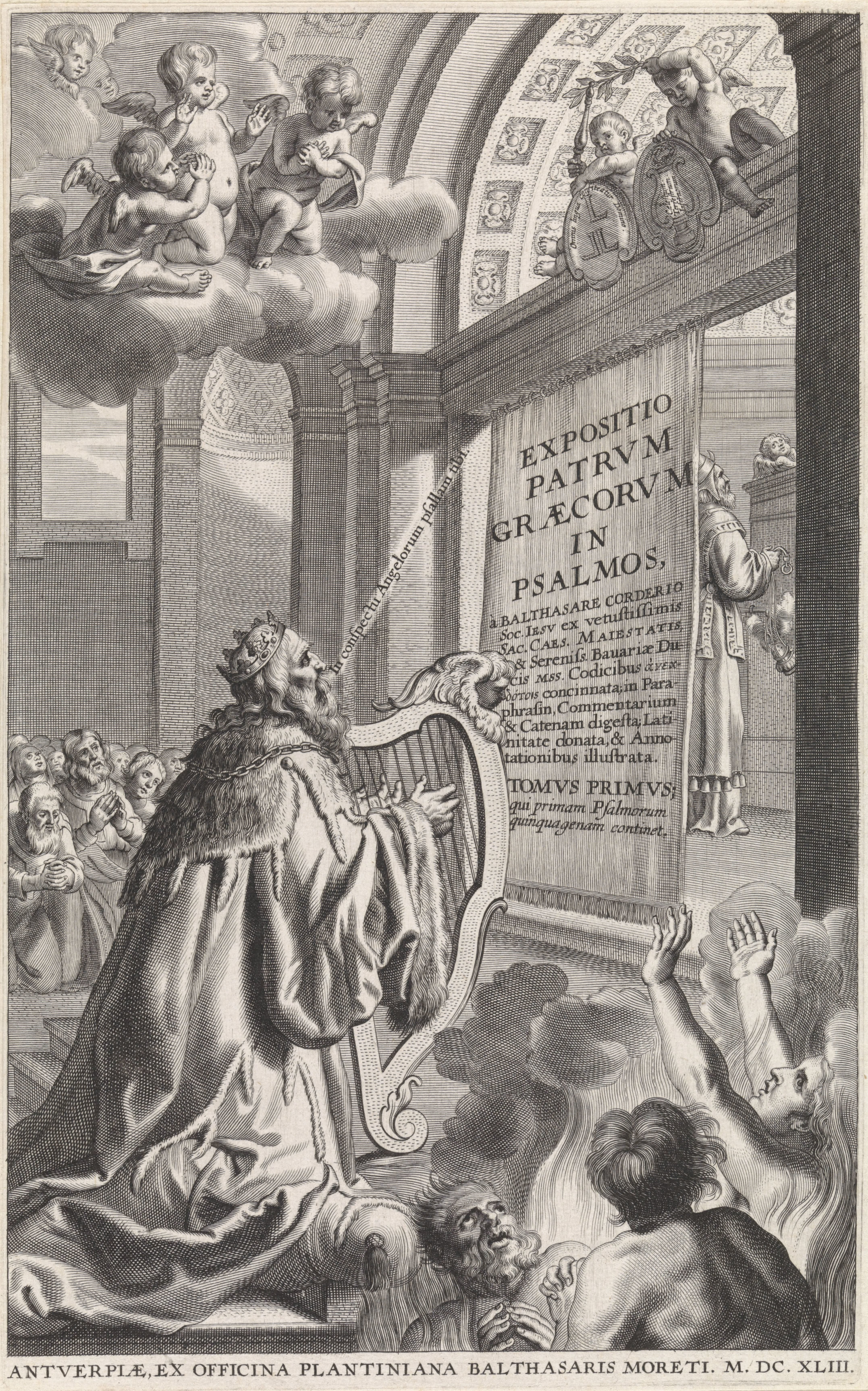 Koning David, spelend op harp